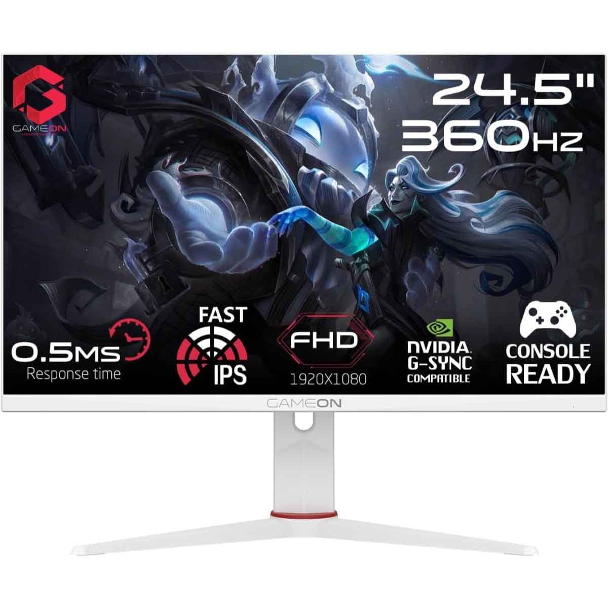 جيم أون شاشة ألعاب FHD بحجم 24" 360Hz Fast IPS سلسلة Arctic Pro بيضاء موديل GOA24FHD360IPS