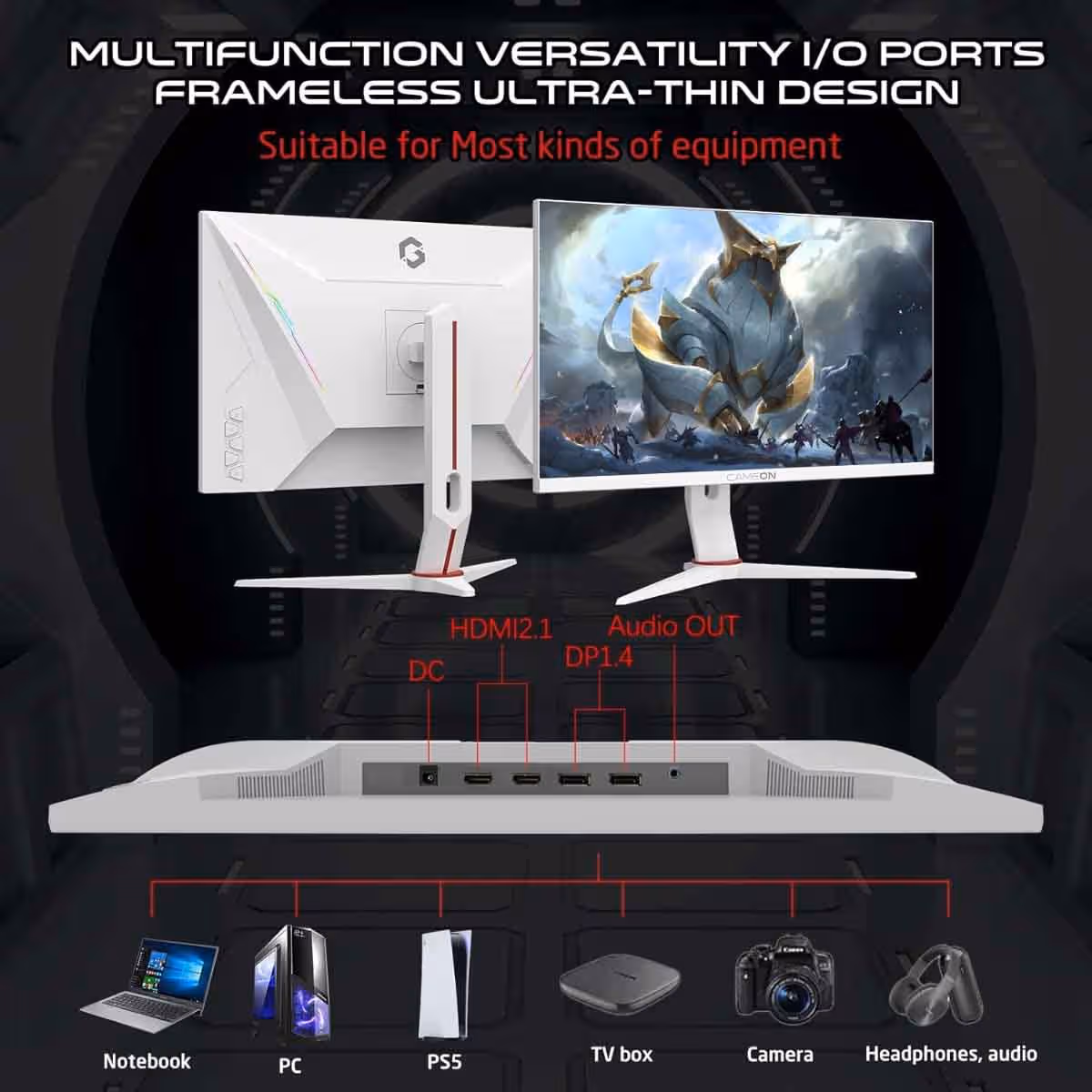 جيم أون شاشة ألعاب FHD بحجم 24" 360Hz Fast IPS سلسلة Arctic Pro بيضاء موديل GOA24FHD360IPS