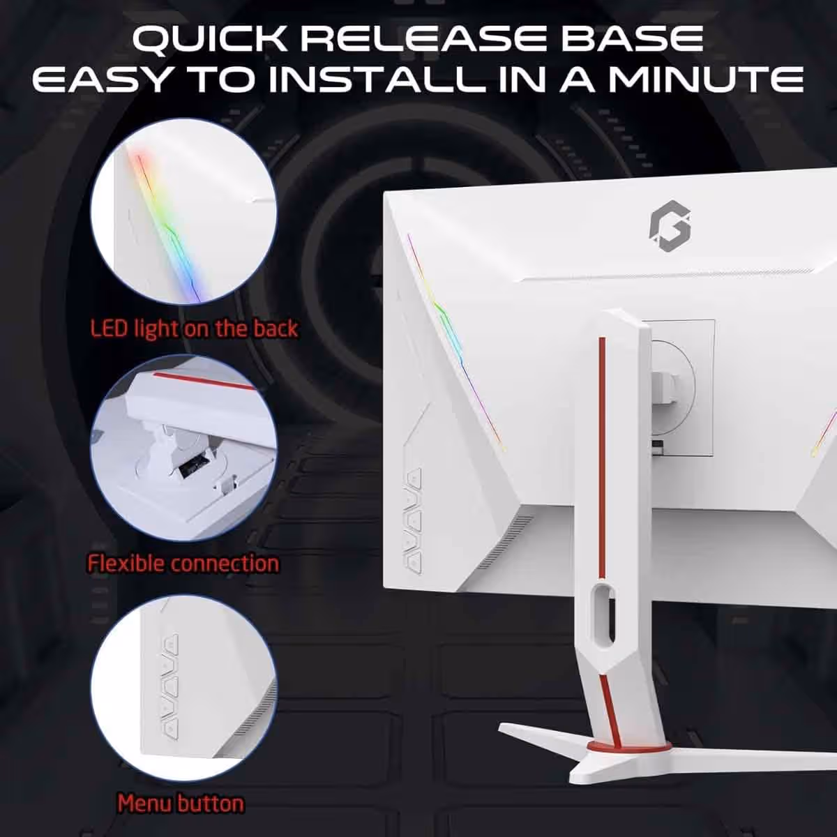 جيم أون شاشة ألعاب FHD بحجم 24" 360Hz Fast IPS سلسلة Arctic Pro بيضاء موديل GOA24FHD360IPS
