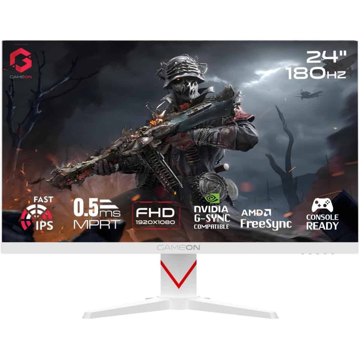 Game On White 24" GOAM24FHD180IPS Marksman Series FHD 180Hz Fast IPS Gaming Monitor