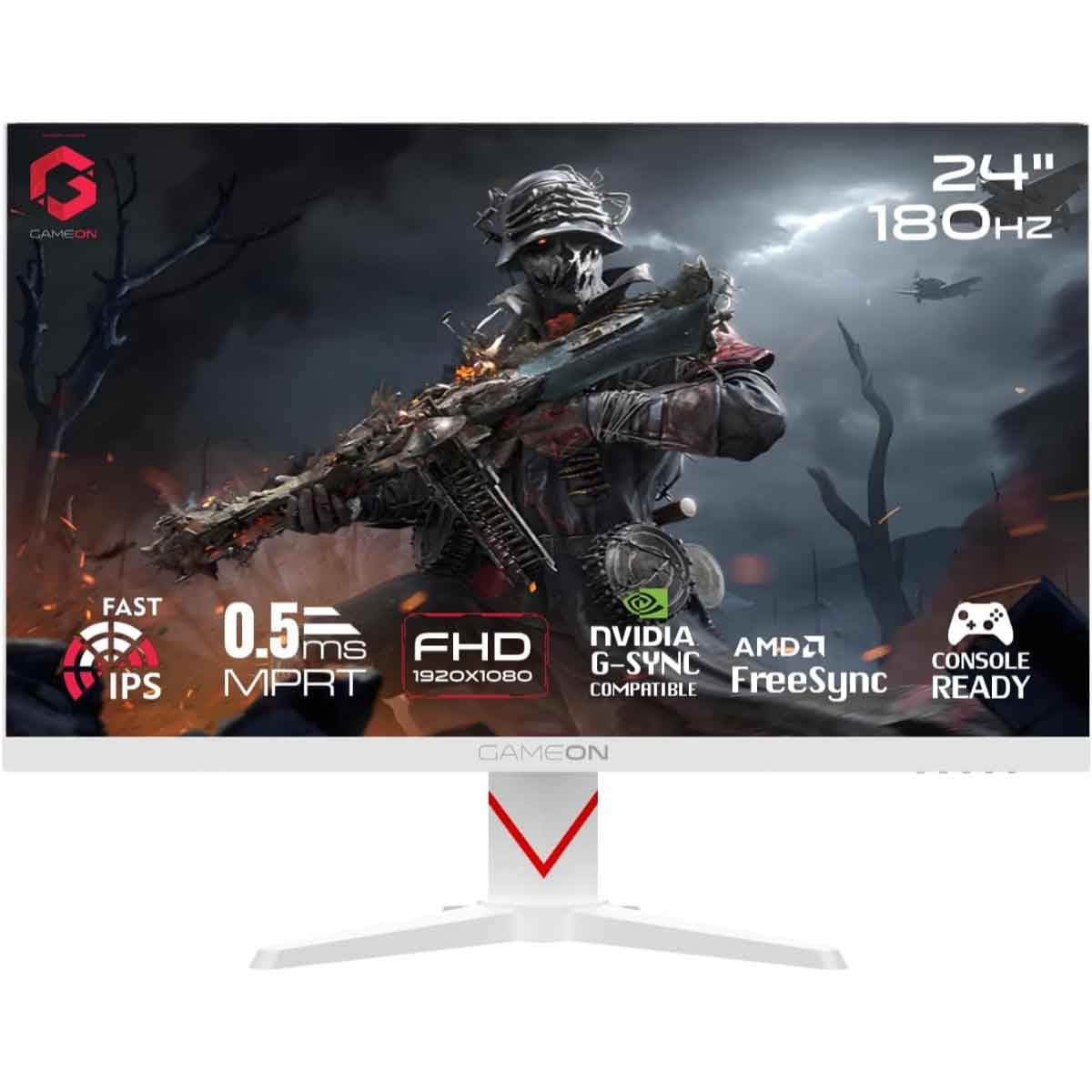 Game On White 24" GOAM24FHD180IPS Marksman Series FHD 180Hz Fast IPS Gaming Monitor