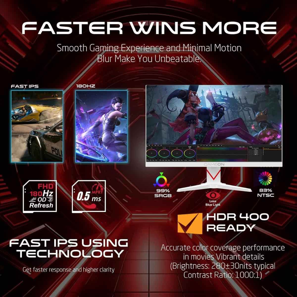 Game On 24" GOMM24FHD180IPS Marksman Series FHD 180Hz Fast IPS Gaming Monitor