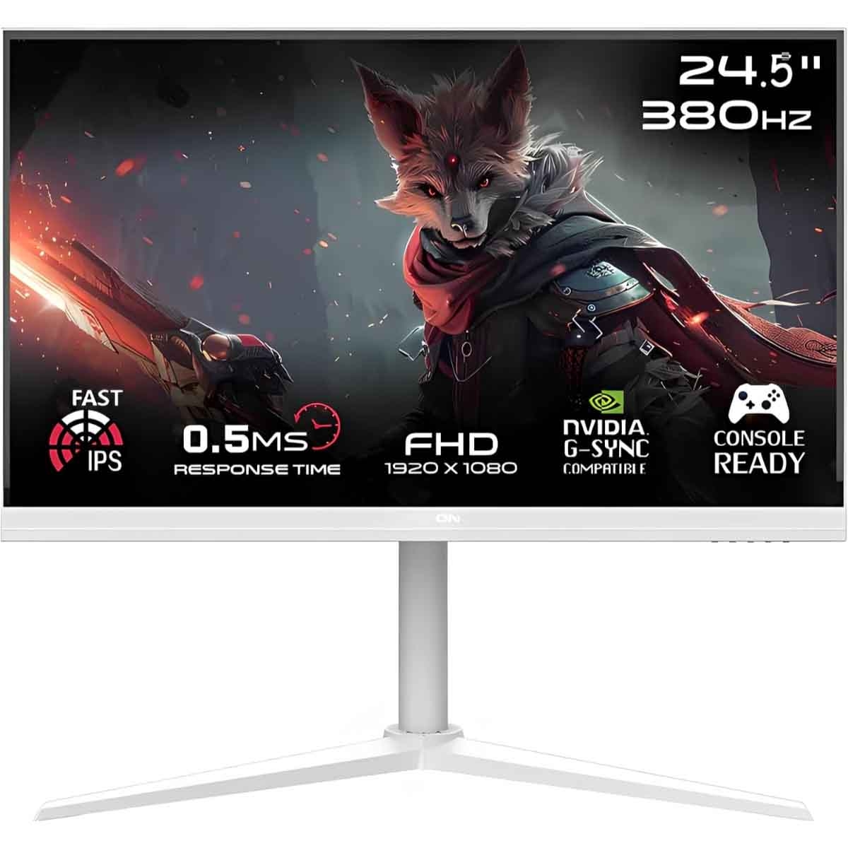 جيم أون شاشة ألعاب FHD بحجم 24" 380Hz Fast IPS سلسلة Arctic Pro بيضاء موديل GOAP24FHD380IPS