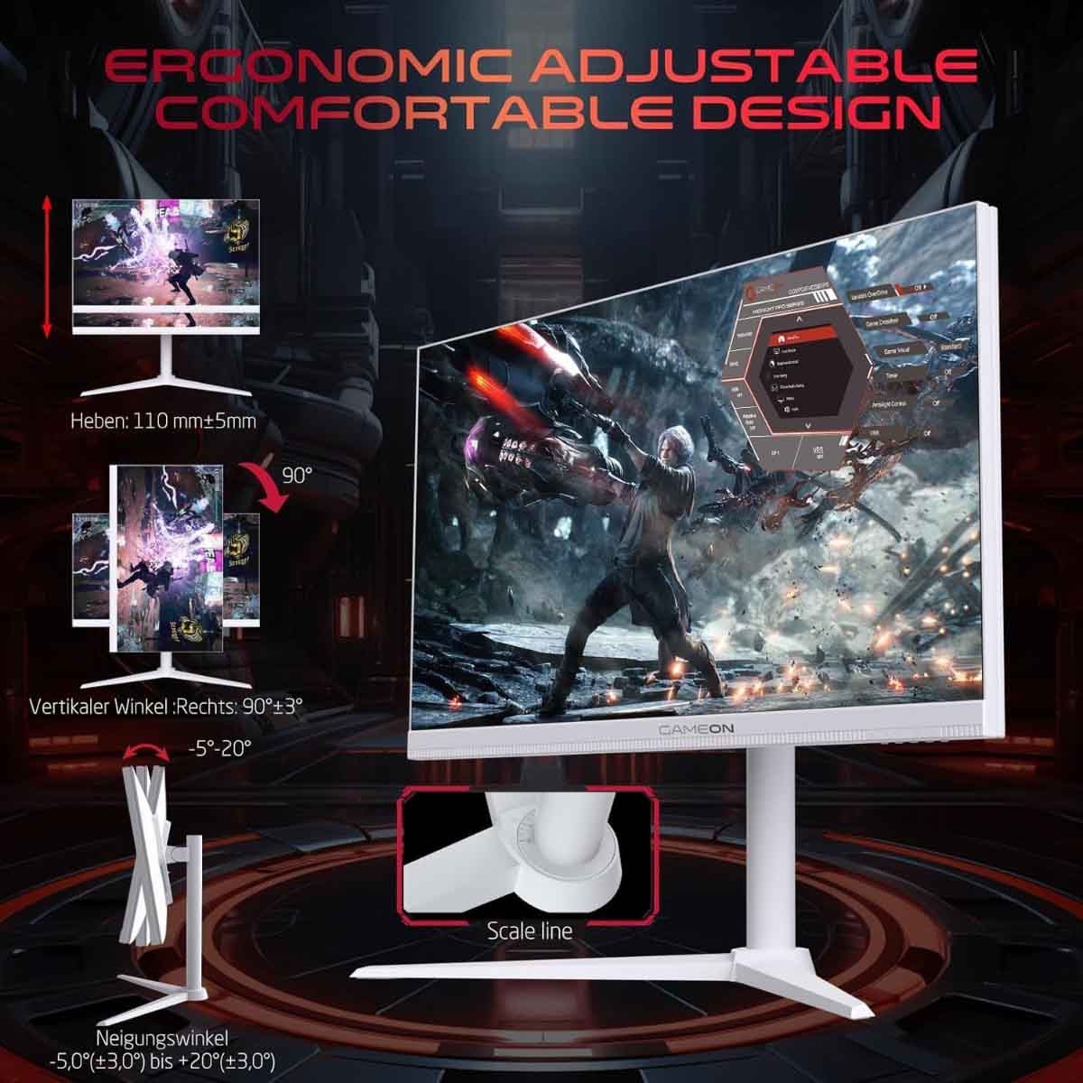 جيم أون شاشة ألعاب FHD بحجم 24" 380Hz Fast IPS سلسلة Arctic Pro بيضاء موديل GOAP24FHD380IPS