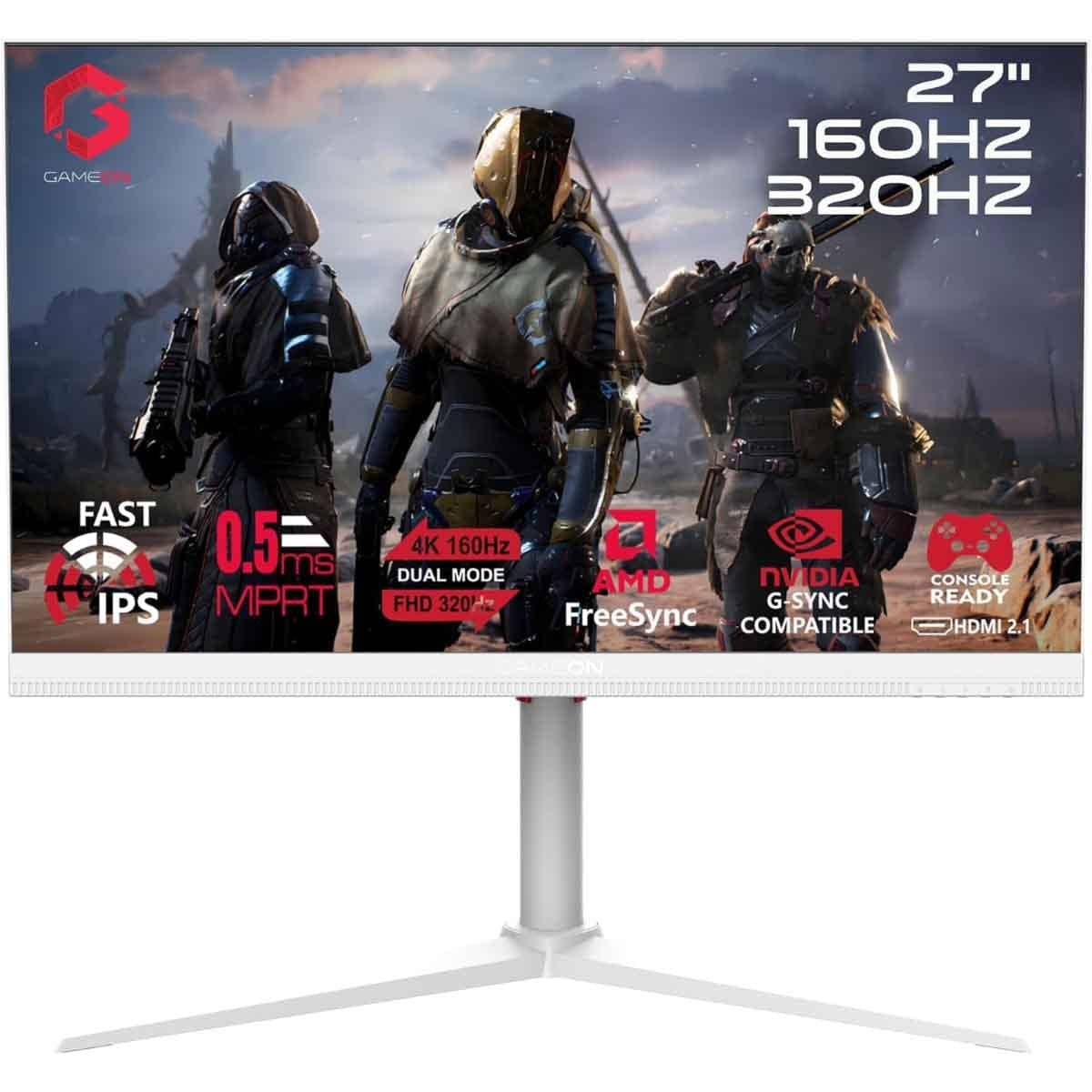 Game On White 27" 4K UHD 320Hz Fast IPS Gaming Monitor