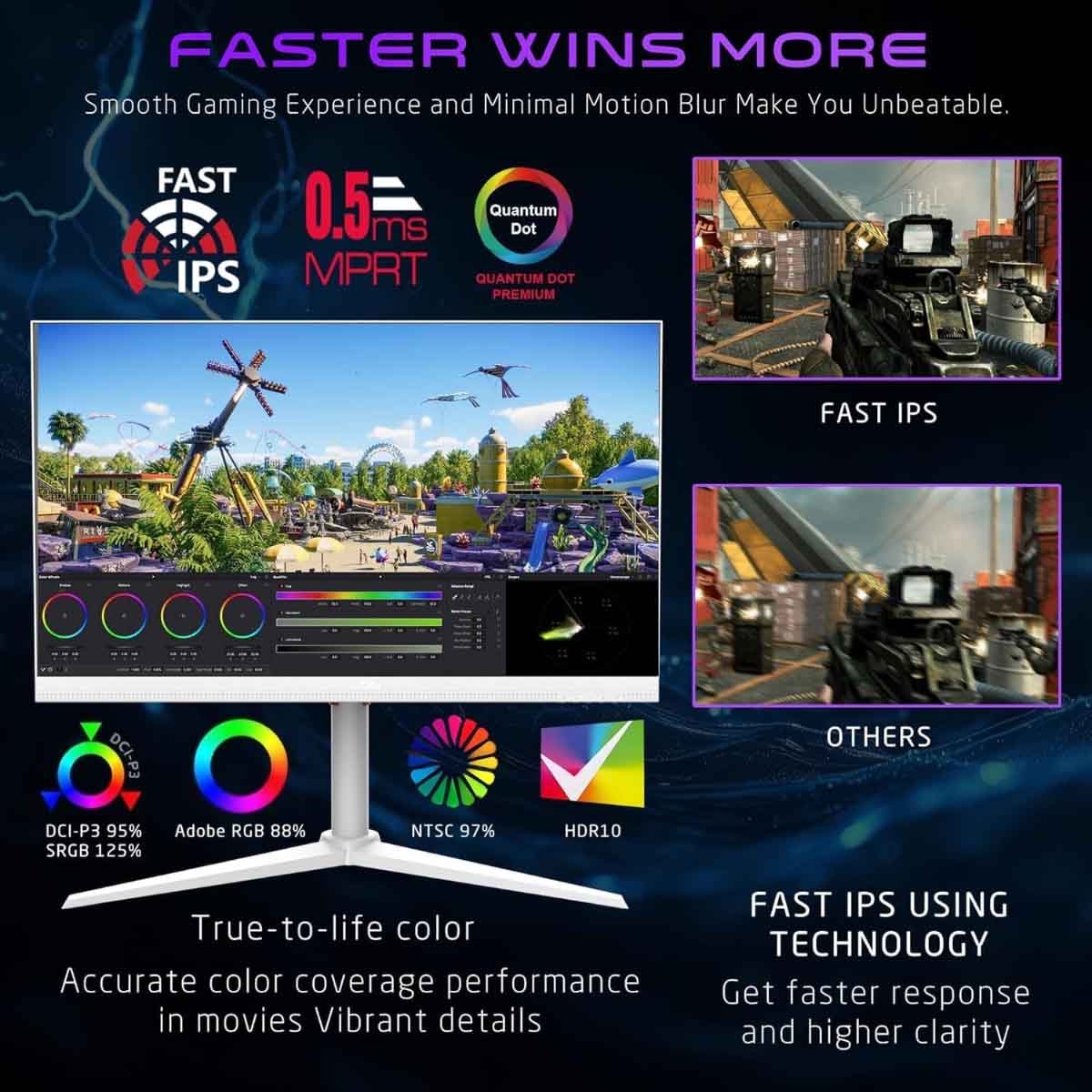 جيم أون شاشة ألعاب 4K UHD بحجم 27" 320Hz Fast IPS سوداء