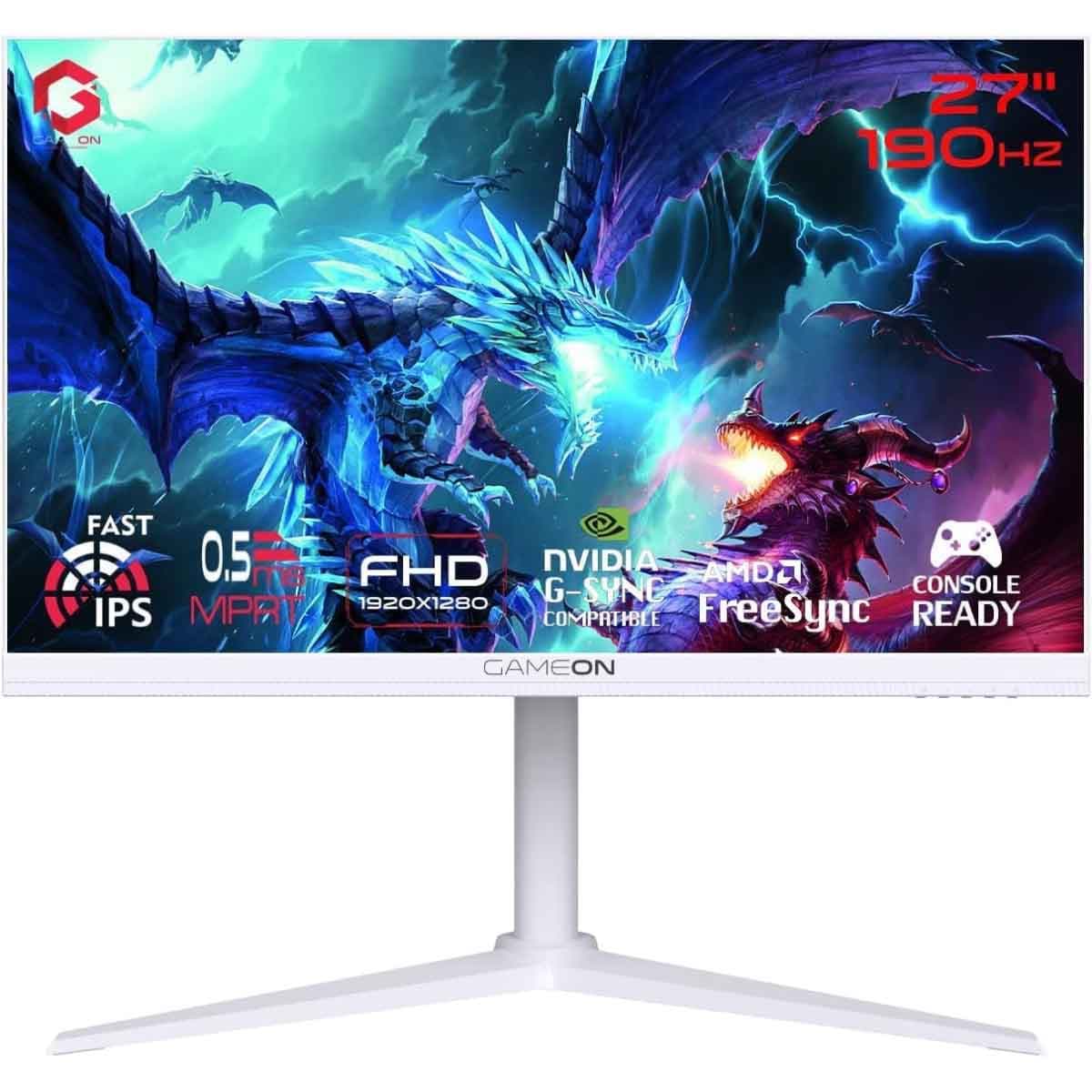 Game On White 27" GOA27FHD190IPS Artic Pro Series FHD 190Hz Fast IPS Gaming Monitor