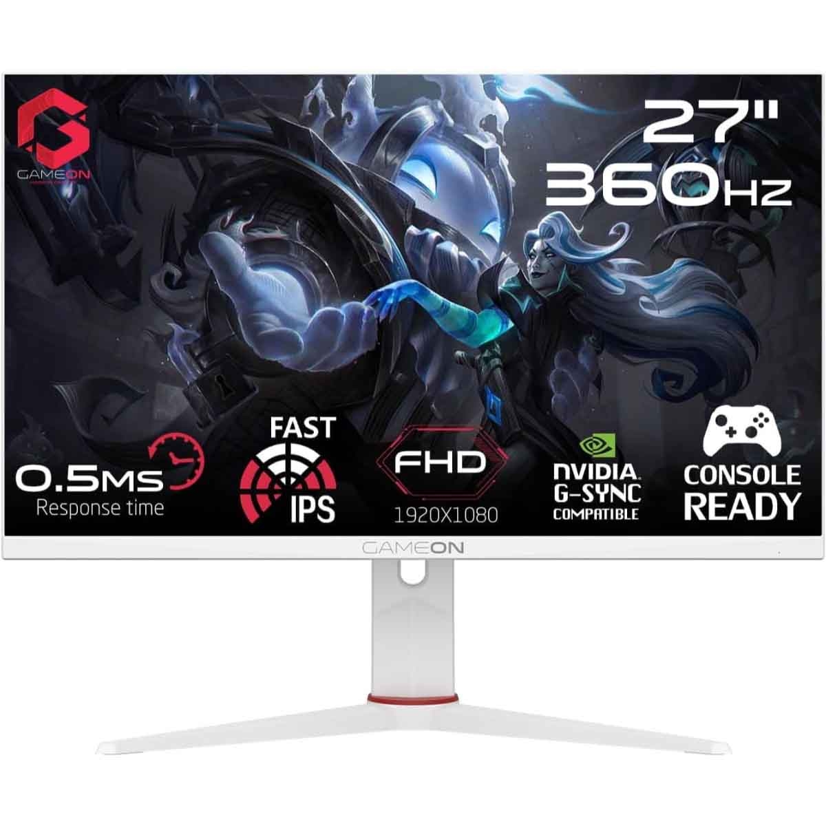 جيم أون شاشة ألعاب FHD بحجم 27" 360Hz Fast IPS سلسلة Arctic Pro بيضاء موديل GOA27FHD360IPS