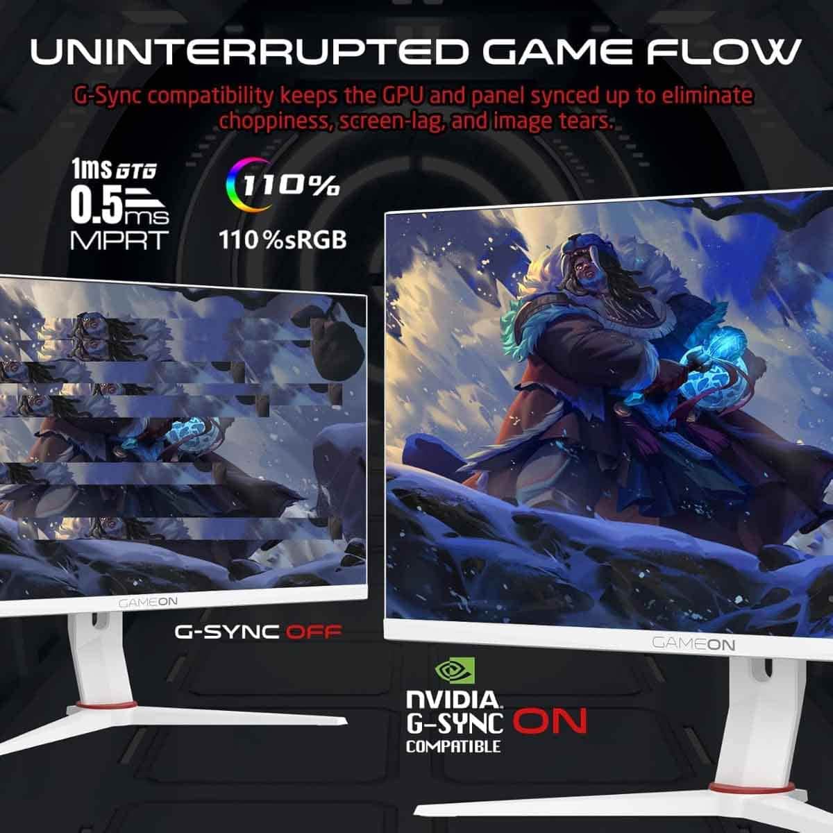 جيم أون شاشة ألعاب FHD بحجم 27" 360Hz Fast IPS سلسلة Arctic Pro بيضاء موديل GOA27FHD360IPS