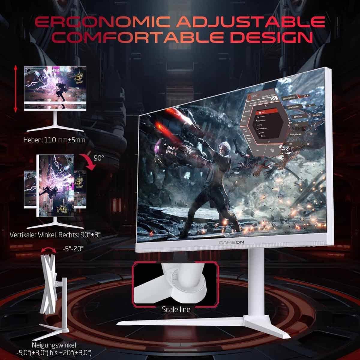 جيم أون شاشة ألعاب QHD بحجم 27" 180Hz Fast IPS سلسلة Arctic Pro بيضاء موديل GOA27QHD180IPS