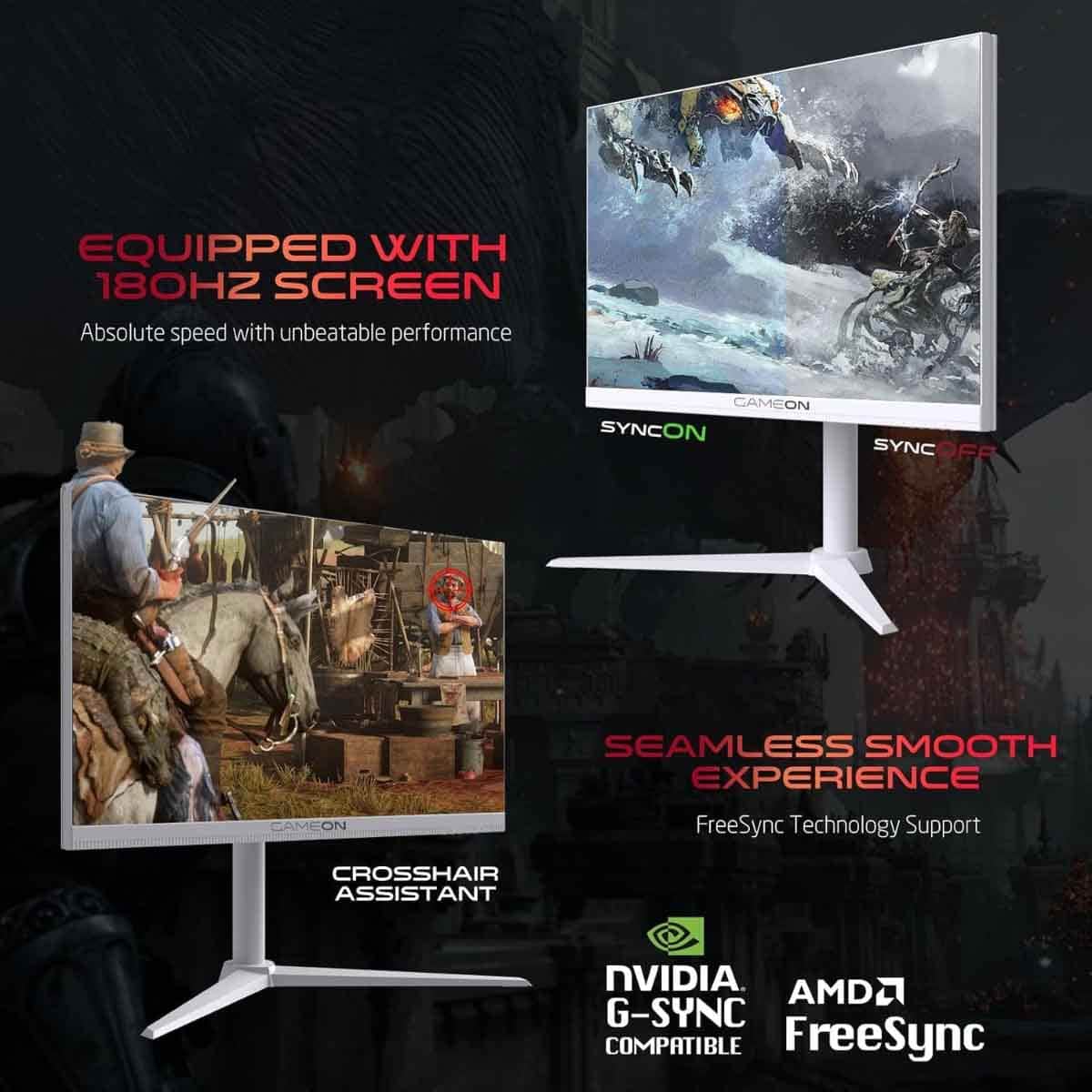 جيم أون شاشة ألعاب QHD بحجم 27" 180Hz Fast IPS سلسلة Arctic Pro بيضاء موديل GOA27QHD180IPS