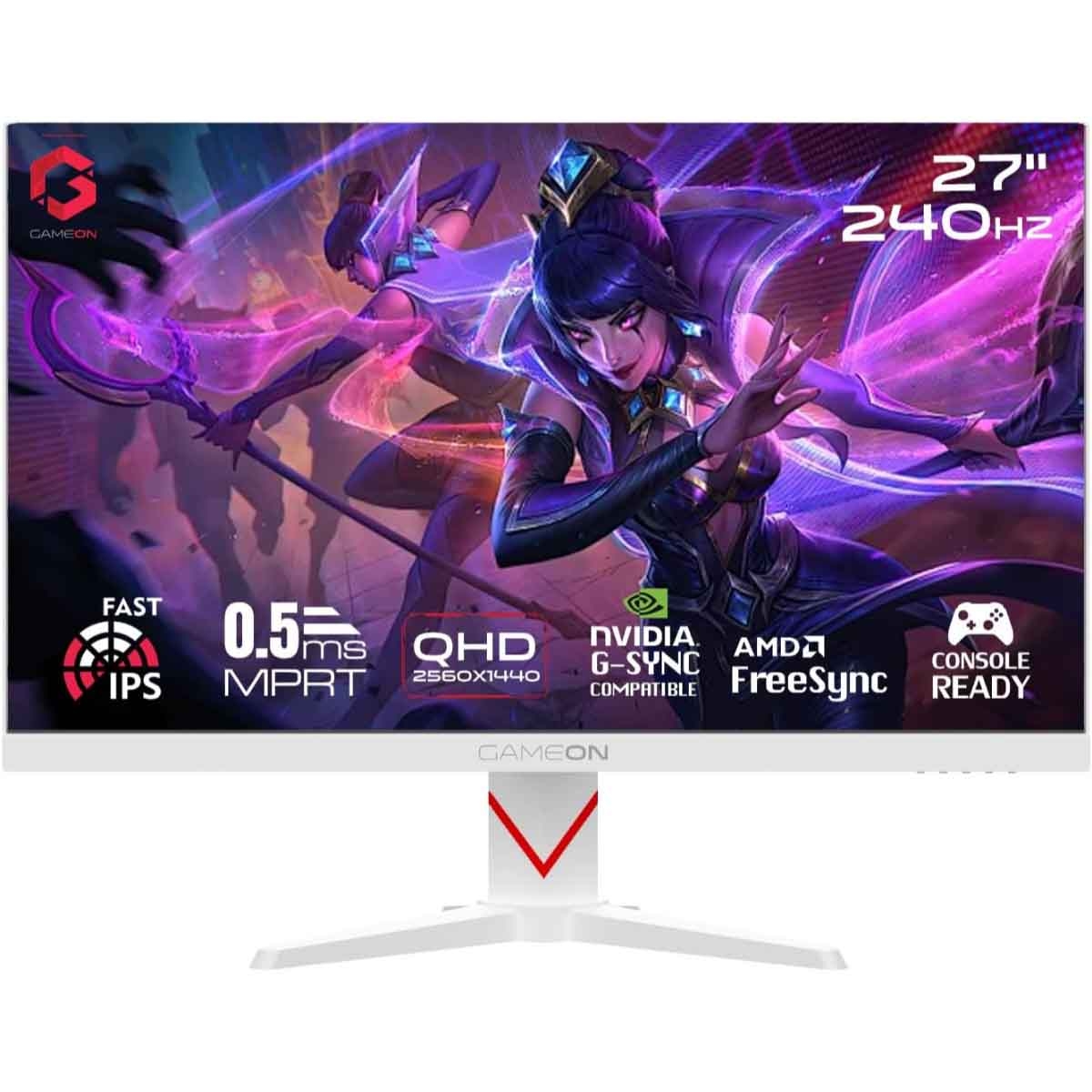 جيم أون شاشة ألعاب QHD بحجم 27" 240Hz Fast IPS سلسلة Dominator سوداء موديل GOMD27QHD240IPS