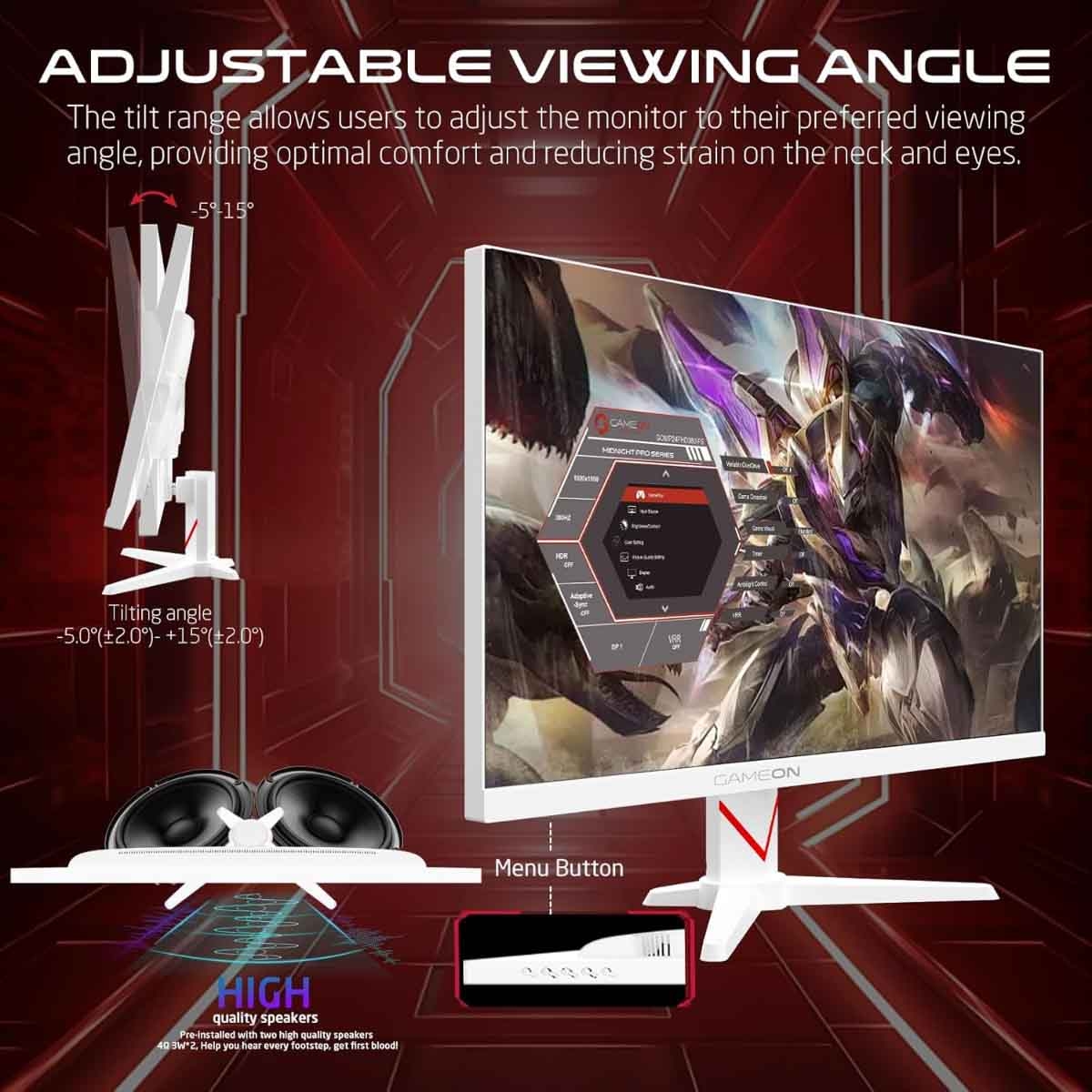 جيم أون شاشة ألعاب QHD بحجم 27" 240Hz Fast IPS سلسلة Dominator سوداء موديل GOMD27QHD240IPS