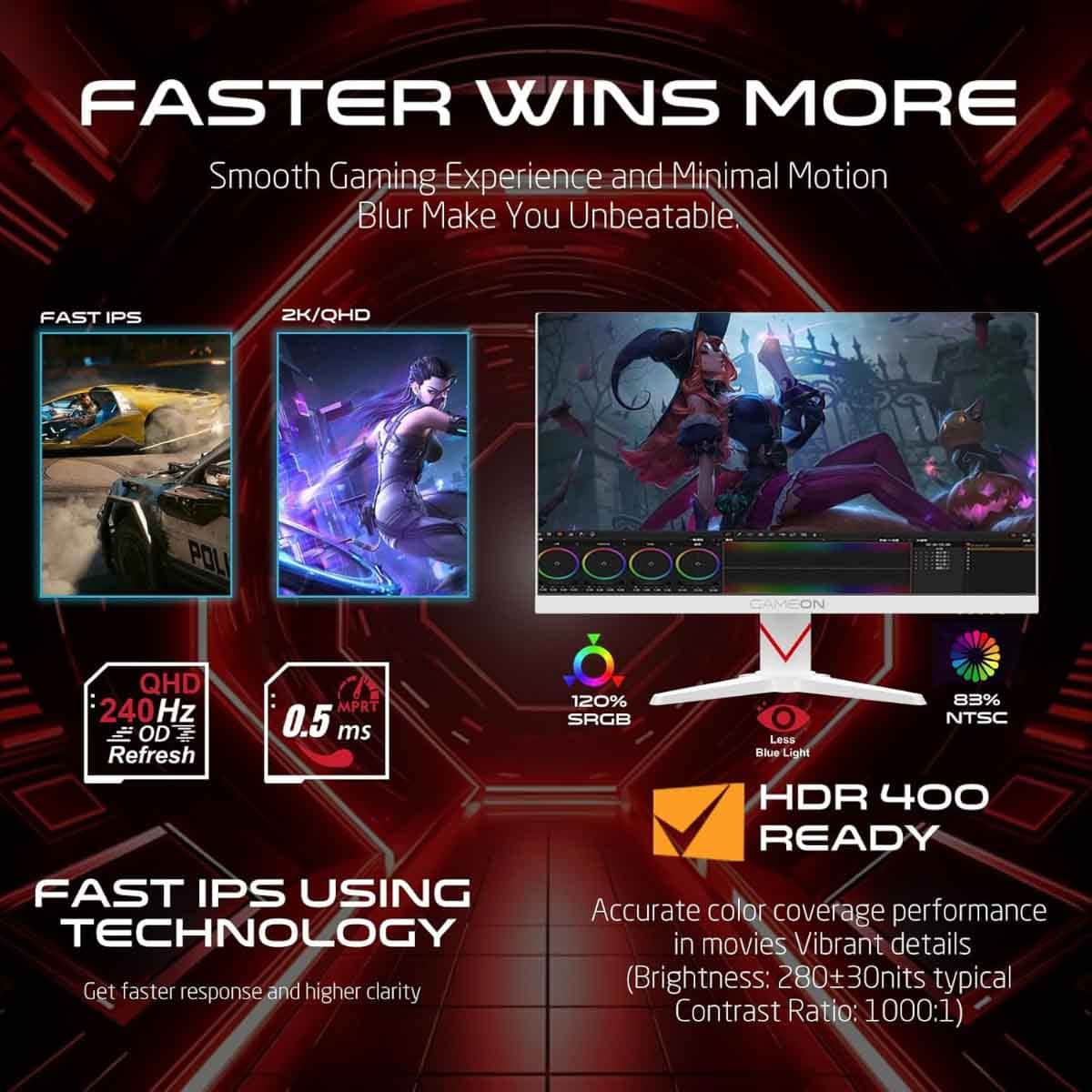 Game On 27" GOMD27QHD240IPS Dominator Series QHD 240Hz Fast IPS Gaming Monitor