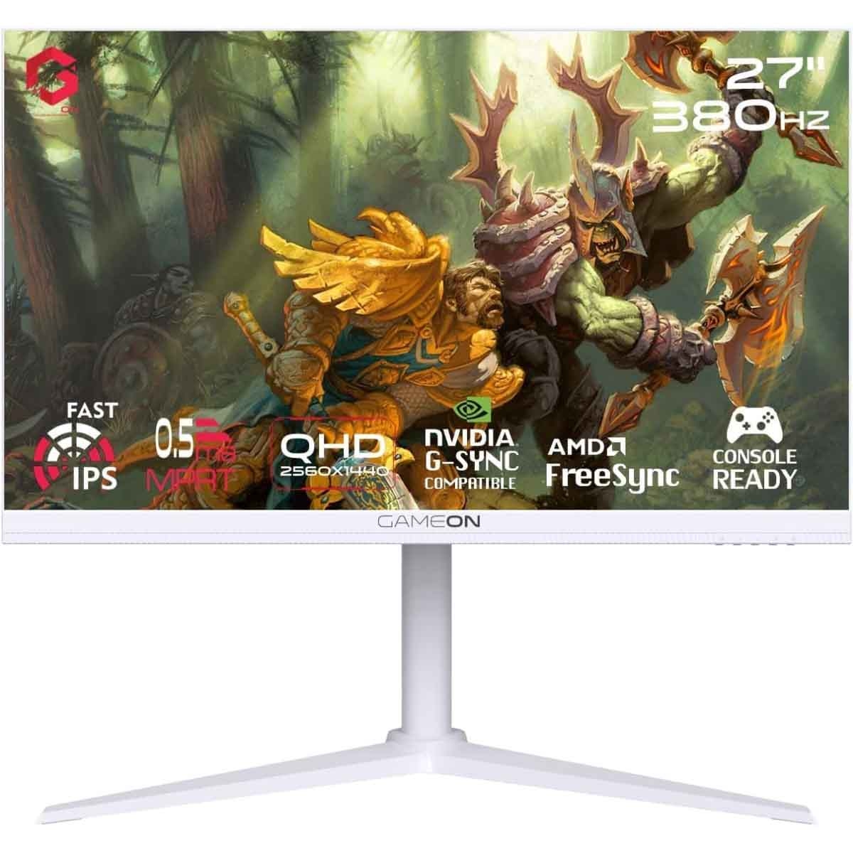 جيم أون شاشة ألعاب QHD بحجم 27" 380Hz Fast IPS سلسلة Arctic Pro بيضاء موديل GOAP27QHD380IPS