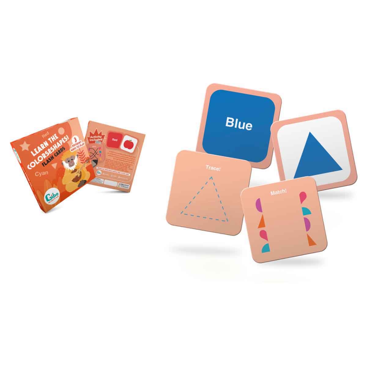 جيبو بطاقات فلاش لتعلم الألوان والأشكال للجنسين، من عمر 3-4 سنوات