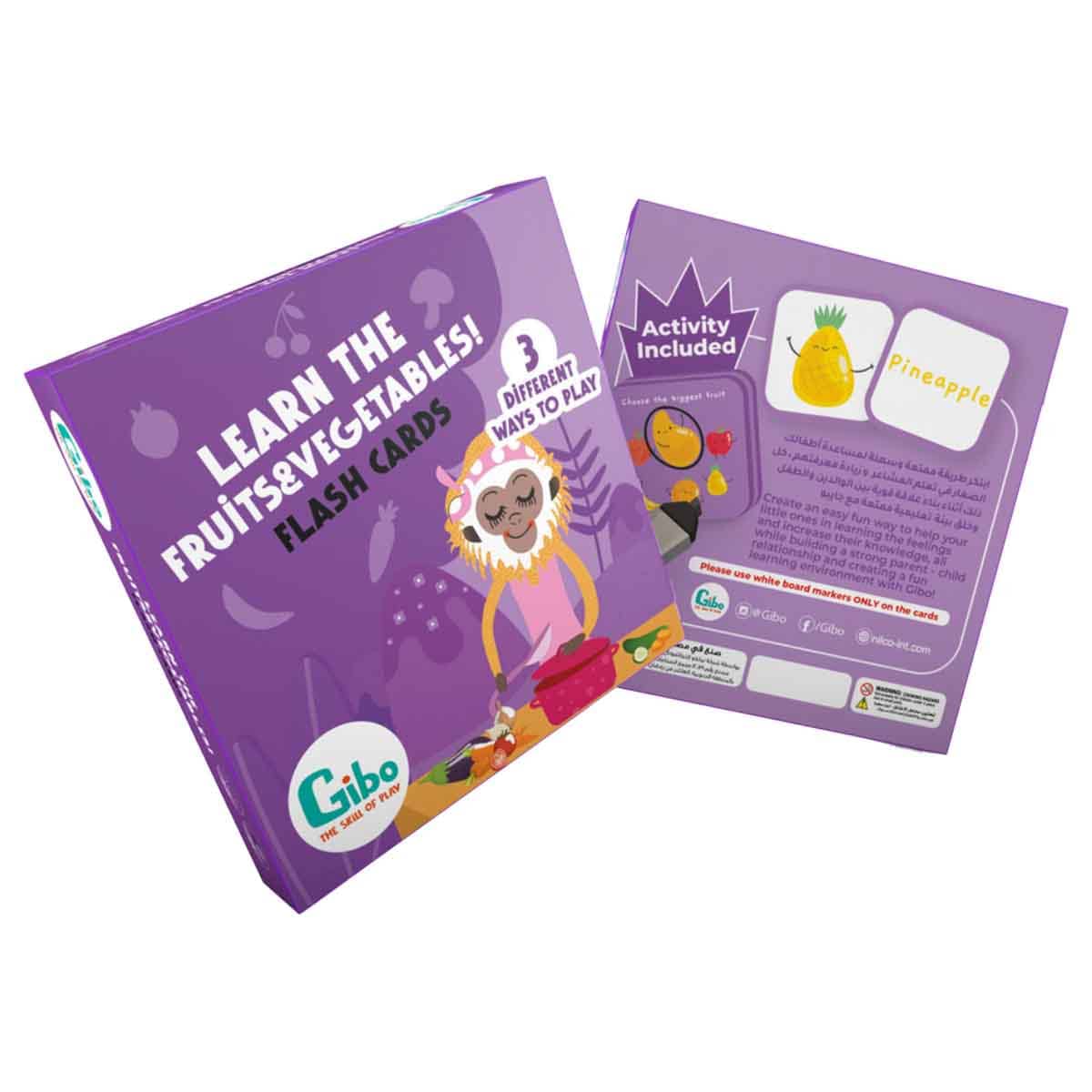 Gibo Learn The Fruits & Vegetables Parts Flash Card Unisex, 3-4 Years