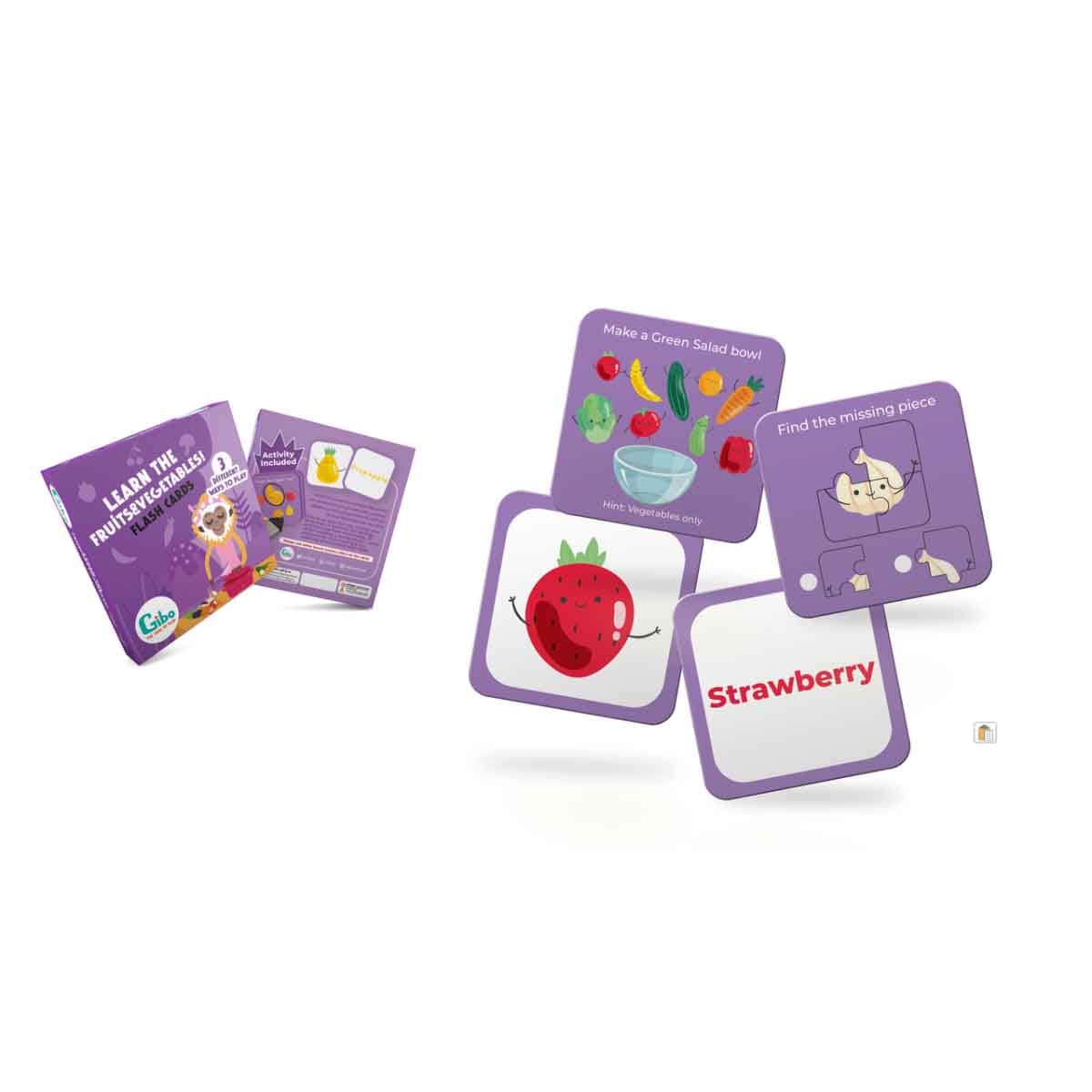 Gibo Learn The Fruits & Vegetables Parts Flash Card Unisex, 3-4 Years