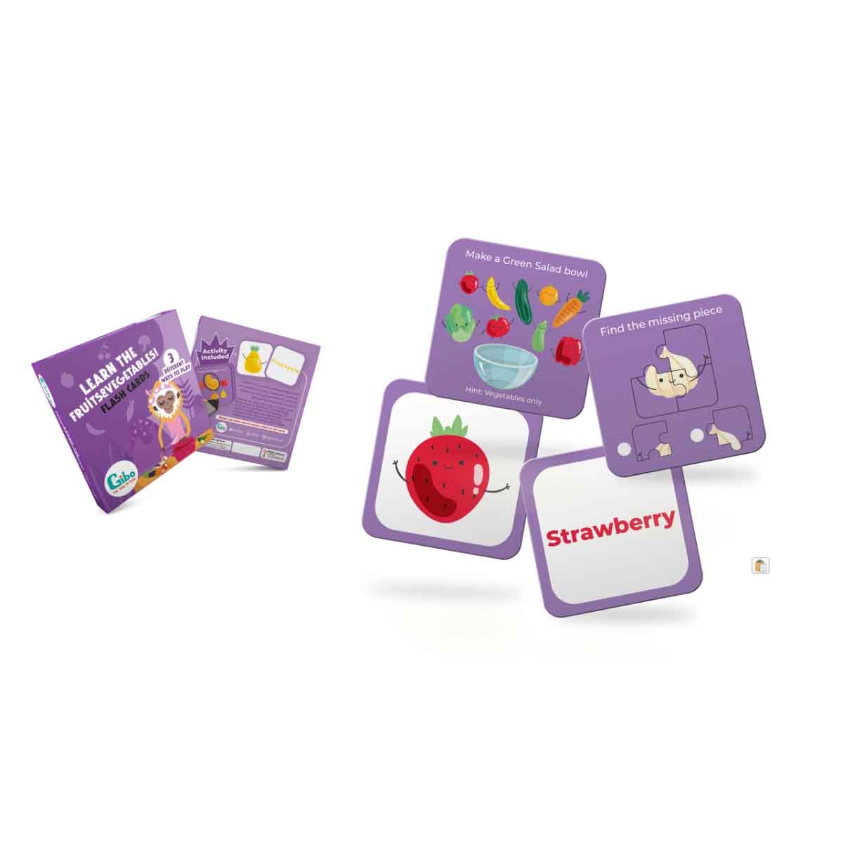 جيبو بطاقات تعليمية: الفواكه والخضروات للأطفال من عمر 3 إلى 4 سنوات