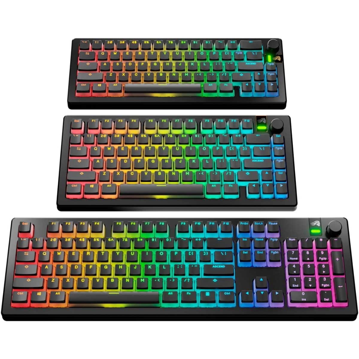 أغطية مفاتيح ألعاب ميكانيكية Glorious Black Aura V3 بتصميم أمريكي