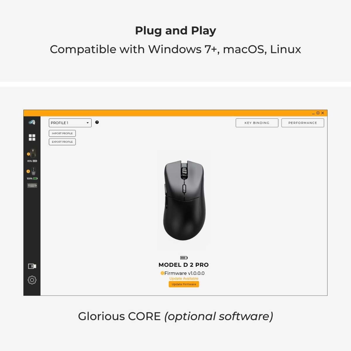 ماوس الألعاب التنافسي اللاسلكي Glorious Black Model D 2 PRO بتردد 1 كيلو هرتز
