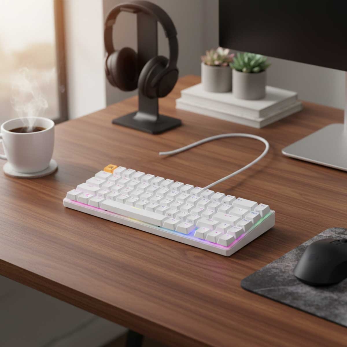 لوحة مفاتيح الألعاب الميكانيكية السلكية Glorious GMMK2 Compact 65% عربية جاهزة للاستخدام مع إضاءة RGB