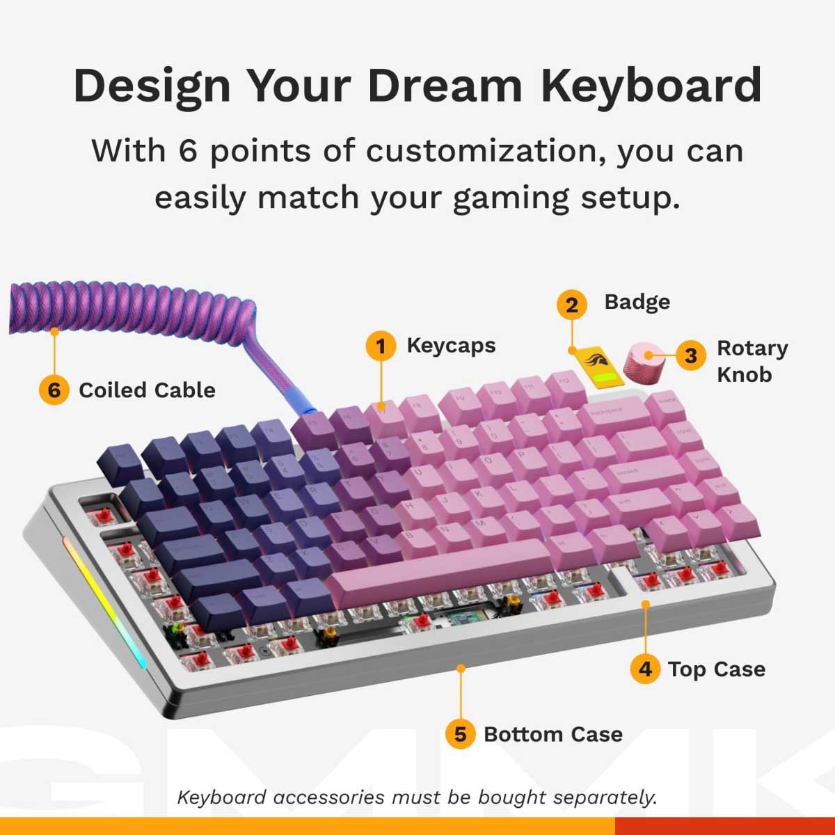 لوحة مفاتيح الألعاب الميكانيكية اللاسلكية Glorious GMMK 3 PRO Tenkeyless 75% English Pre-Builted