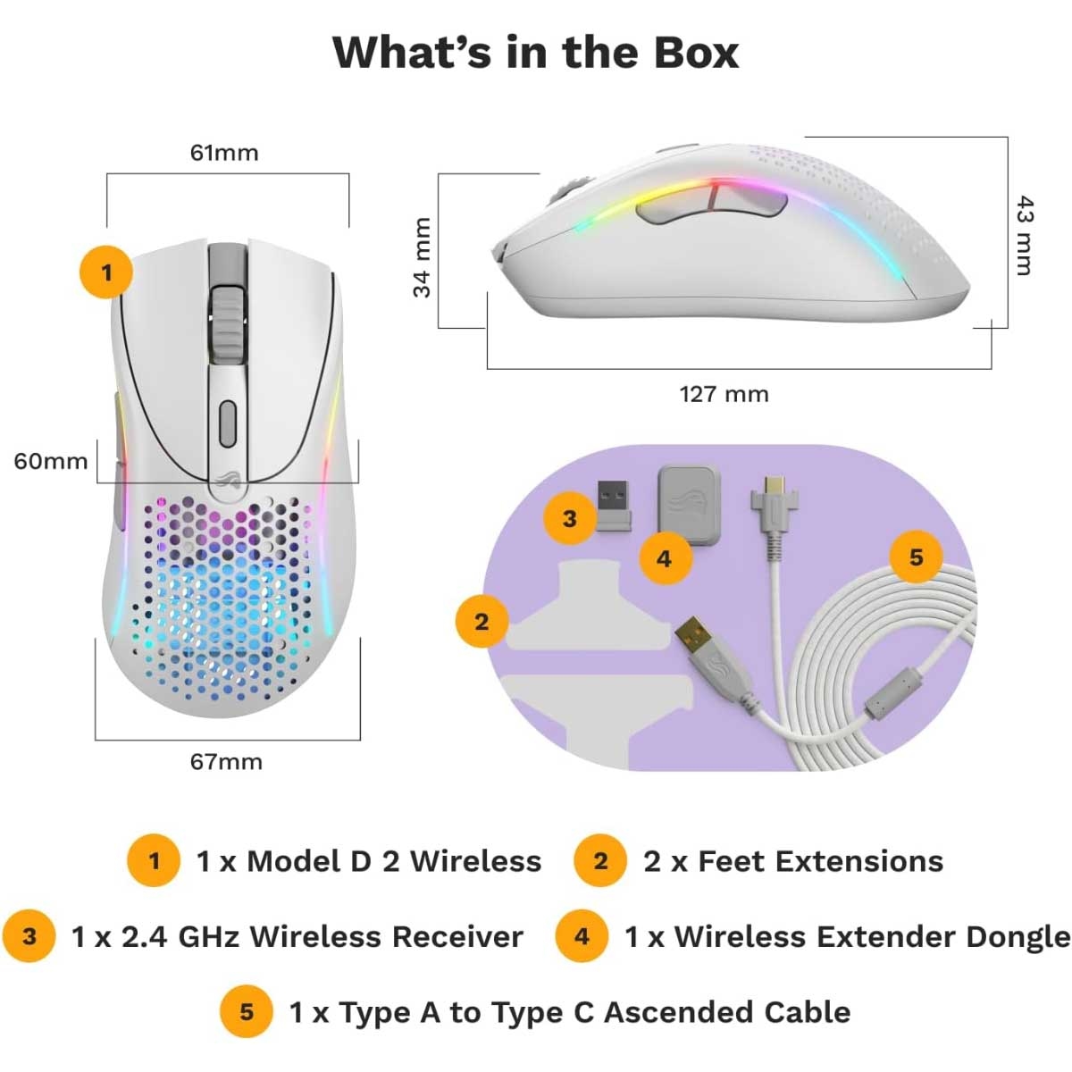 فأرة الألعاب اللاسلكية Glorious Model D2 RGB
