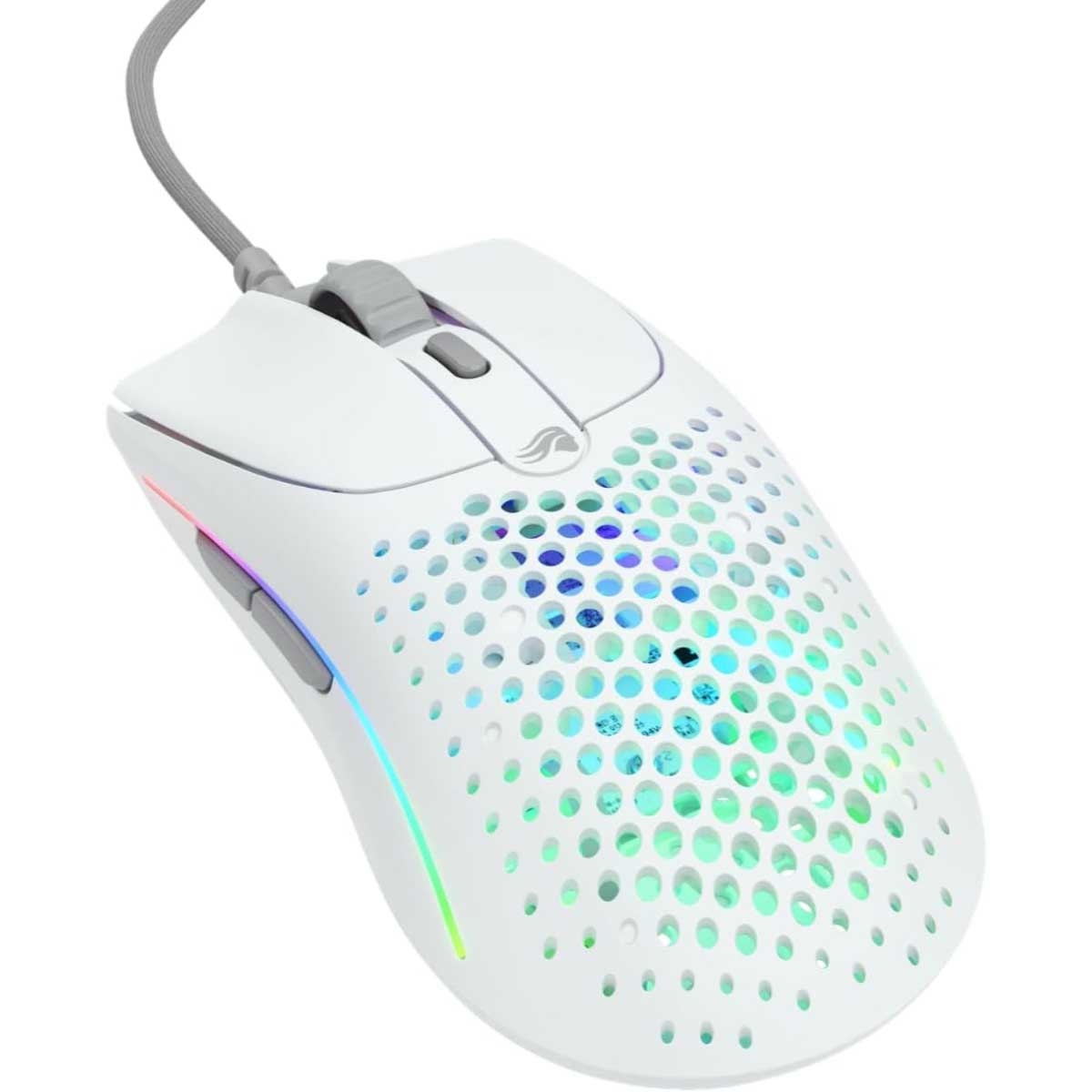 ماوس الألعاب السلكي RGB موديل O 2 باللون الأبيض غير اللامع الرائع