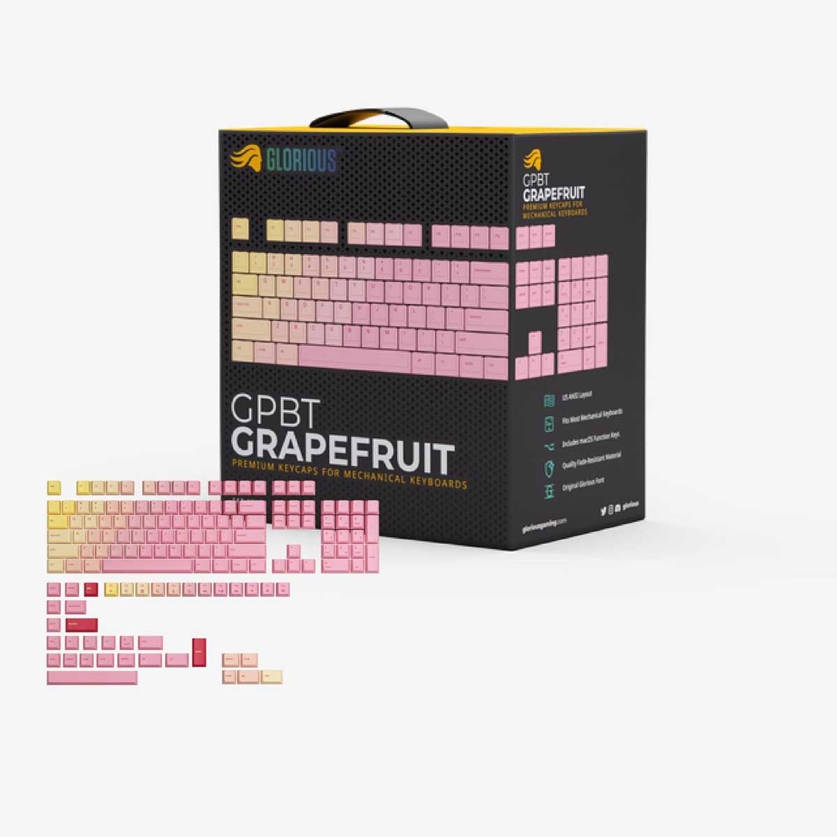 أغطية مفاتيح ألعاب ميكانيكية من نوع Glorious Pink Grapefruit GPBT Forge