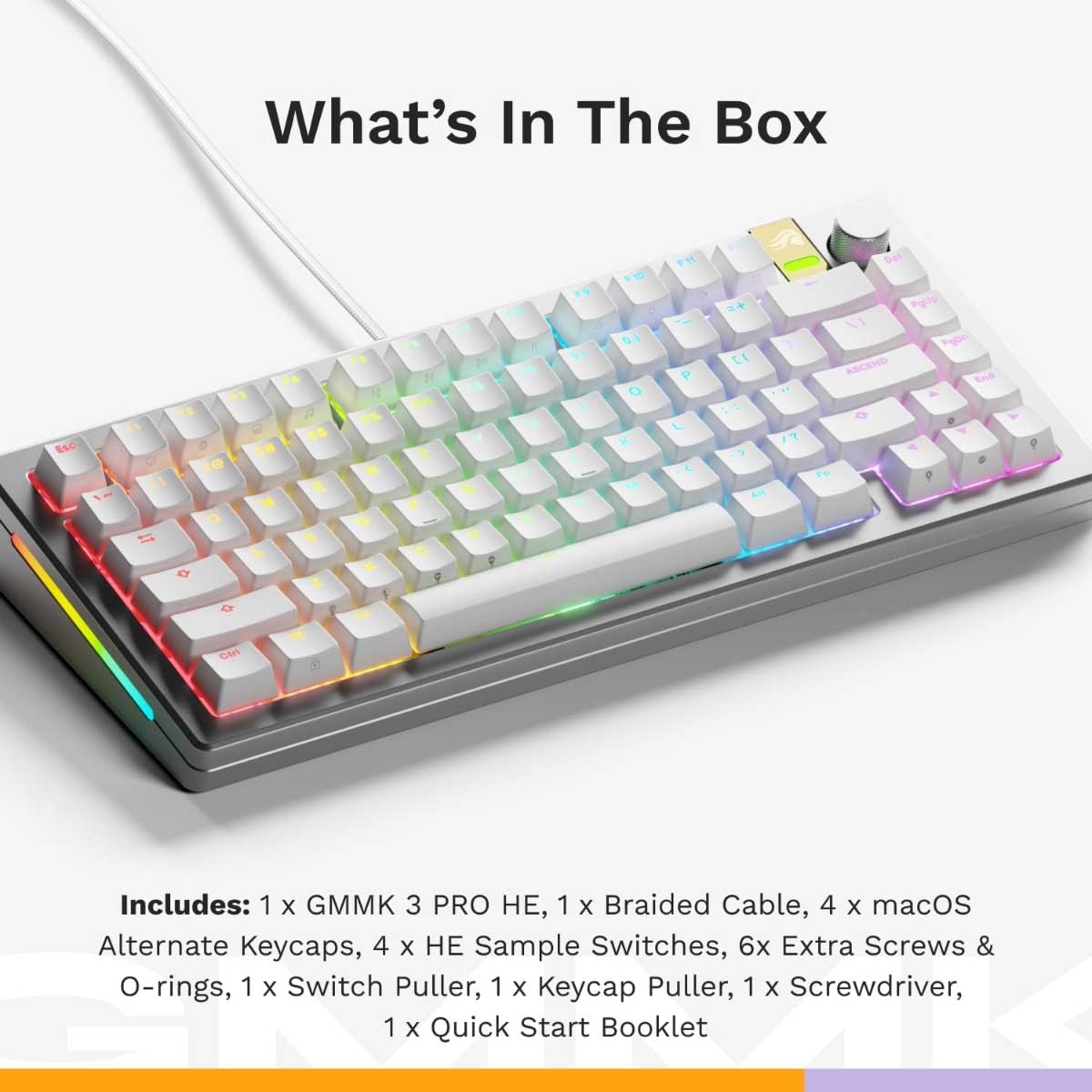 لوحة مفاتيح الألعاب الميكانيكية السلكية Glorious GMMK 3 Pro HE RGB الجاهزة للاستخدام