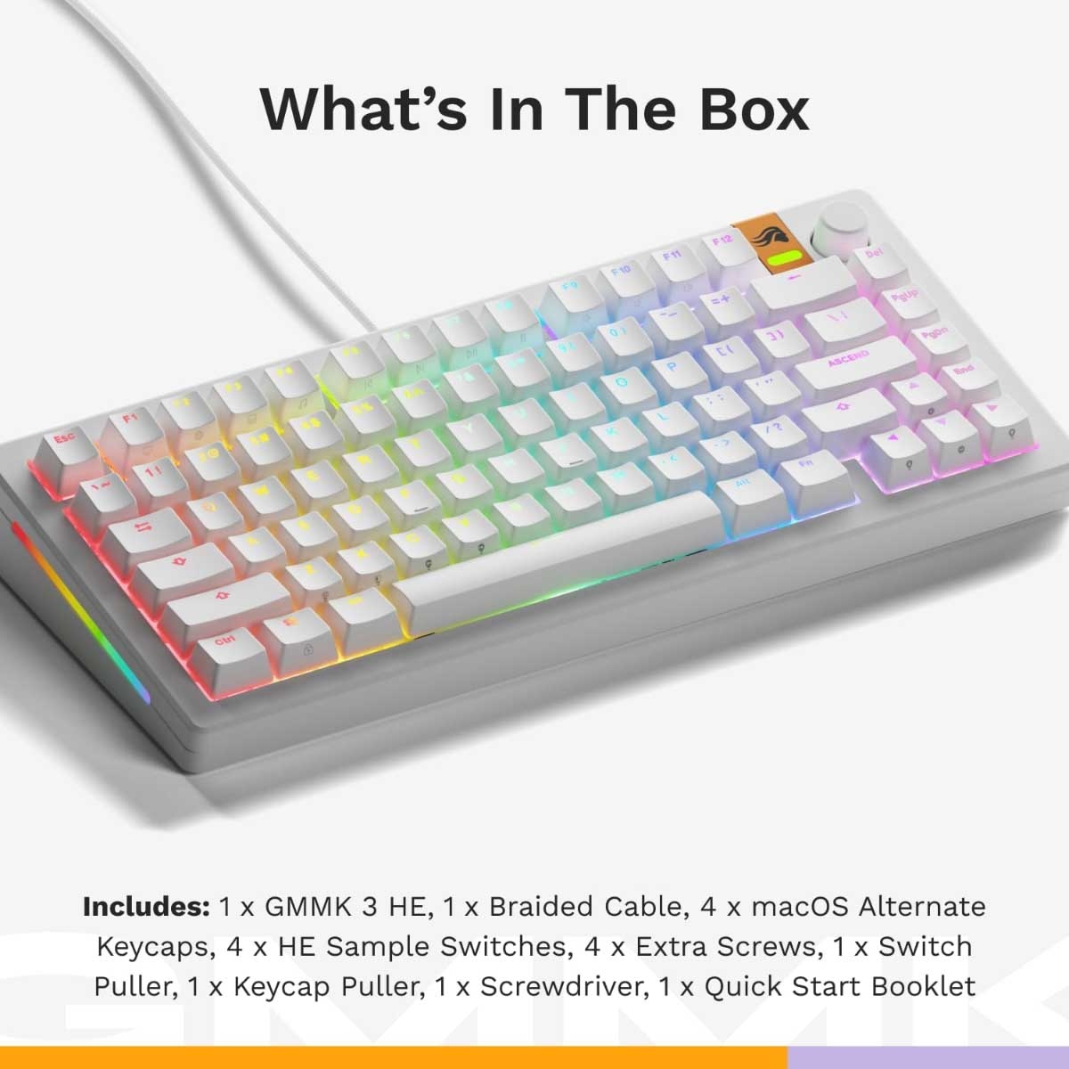 لوحة مفاتيح الألعاب الميكانيكية السلكية Glorious GMMK 3 HE RGB الجاهزة للاستخدام