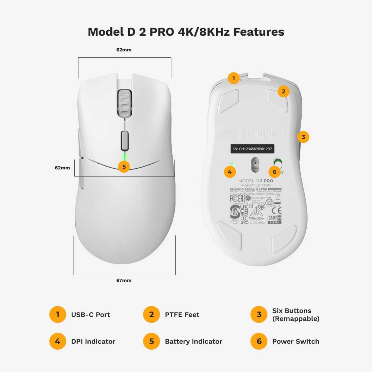 ماوس الألعاب اللاسلكي Glorious Model D 2 Pro بدقة 4K/8K Hz