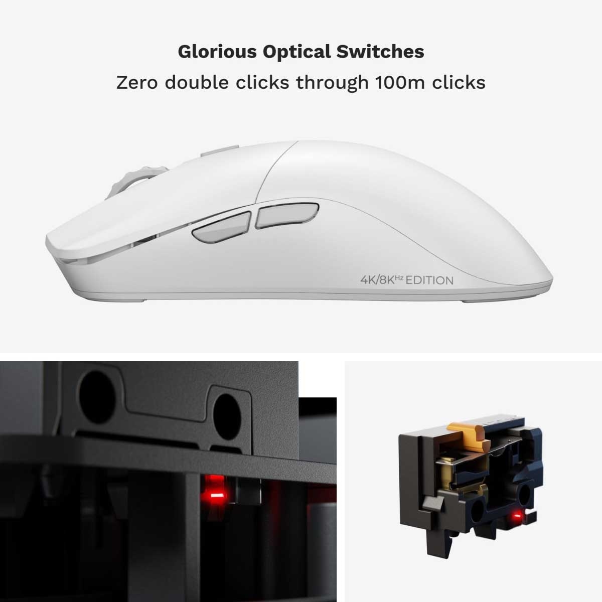 ماوس الألعاب اللاسلكي Glorious White Model O 2 PRO بدقة 4K/8K