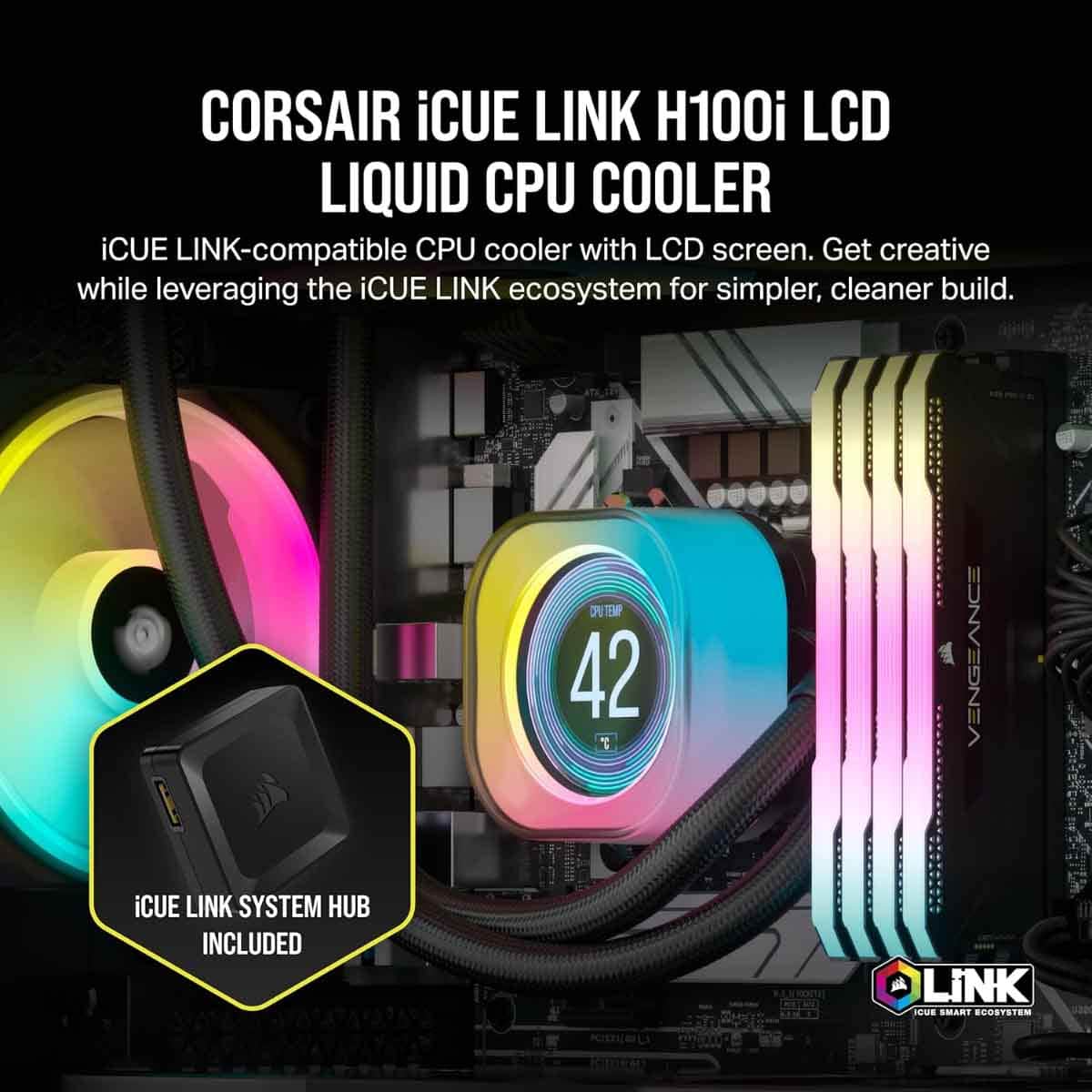 كورسير مبرد سائل H100i LCD مقاس 240 مم
