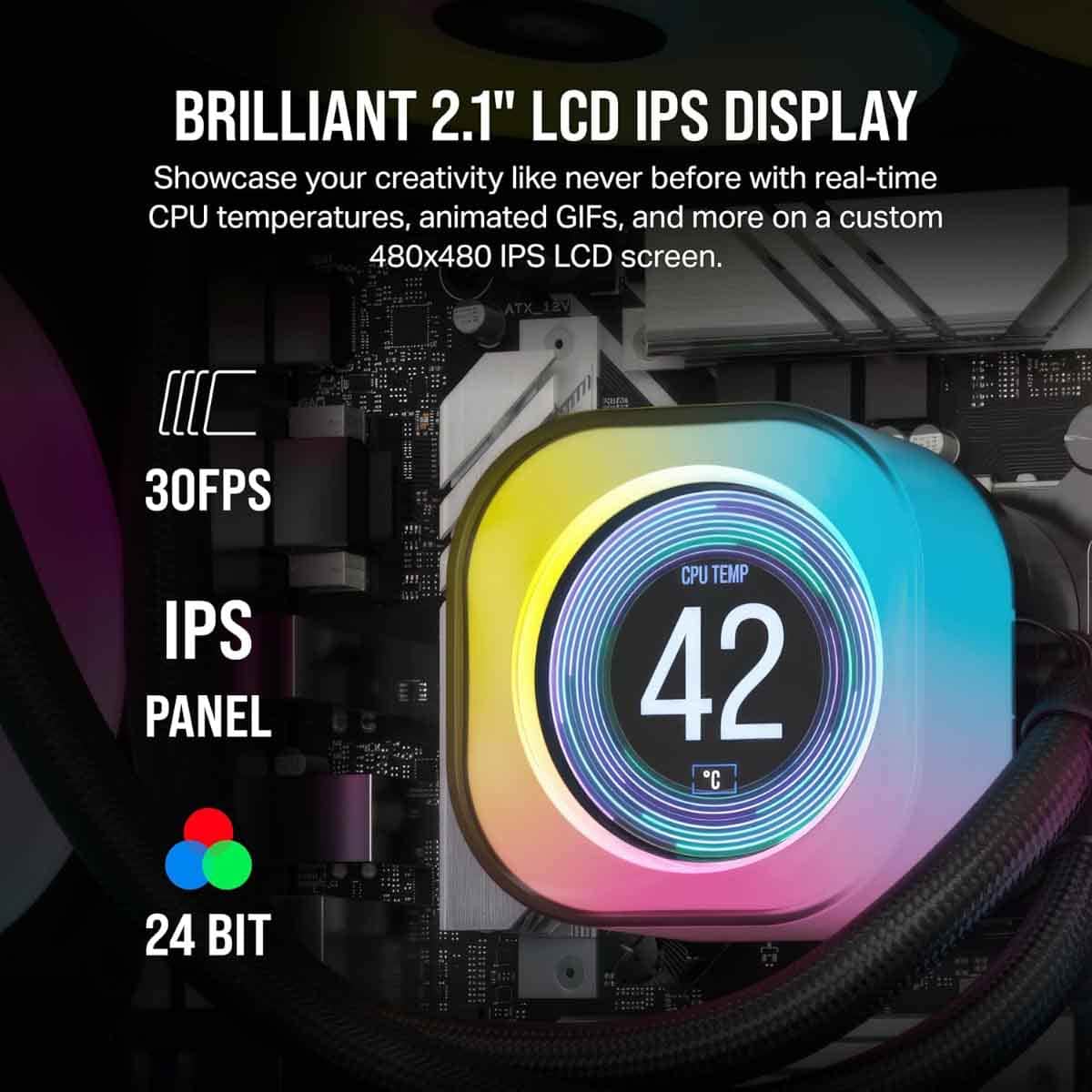 كورسير مبرد سائل H100i LCD مقاس 240 مم