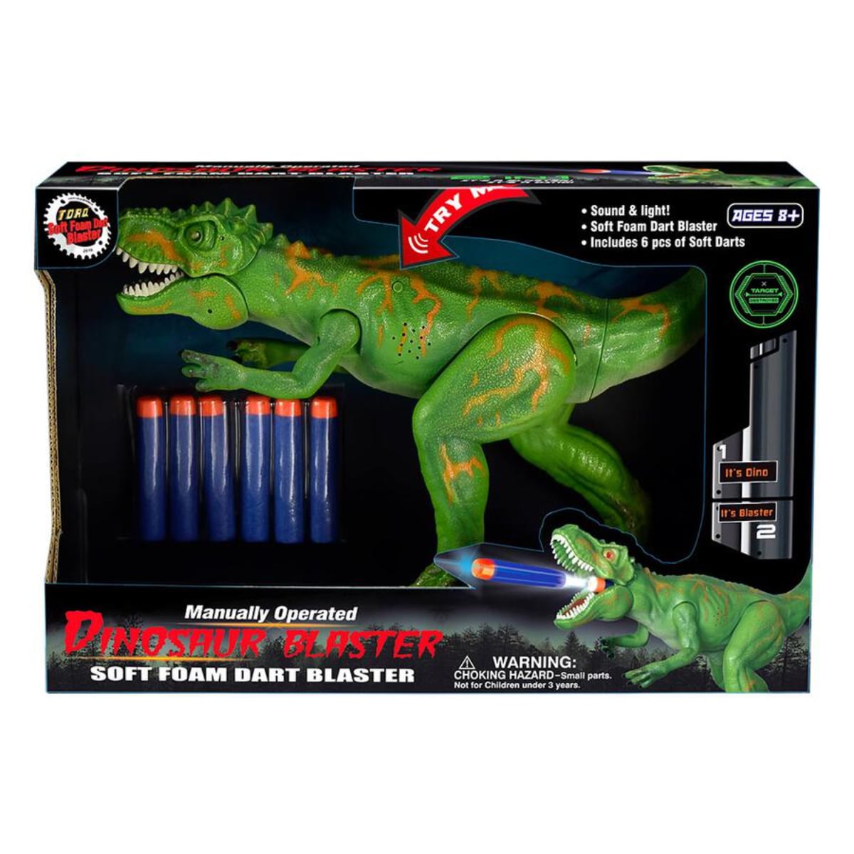 Happiness Express Soft Foam Dart Blaster Green Dinosaur Figure Boys, 8-10 Years