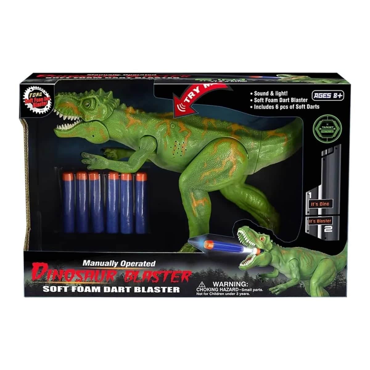Happiness Express Soft Foam Dart Dinosaur Blaster Unisex, 8-10 Years