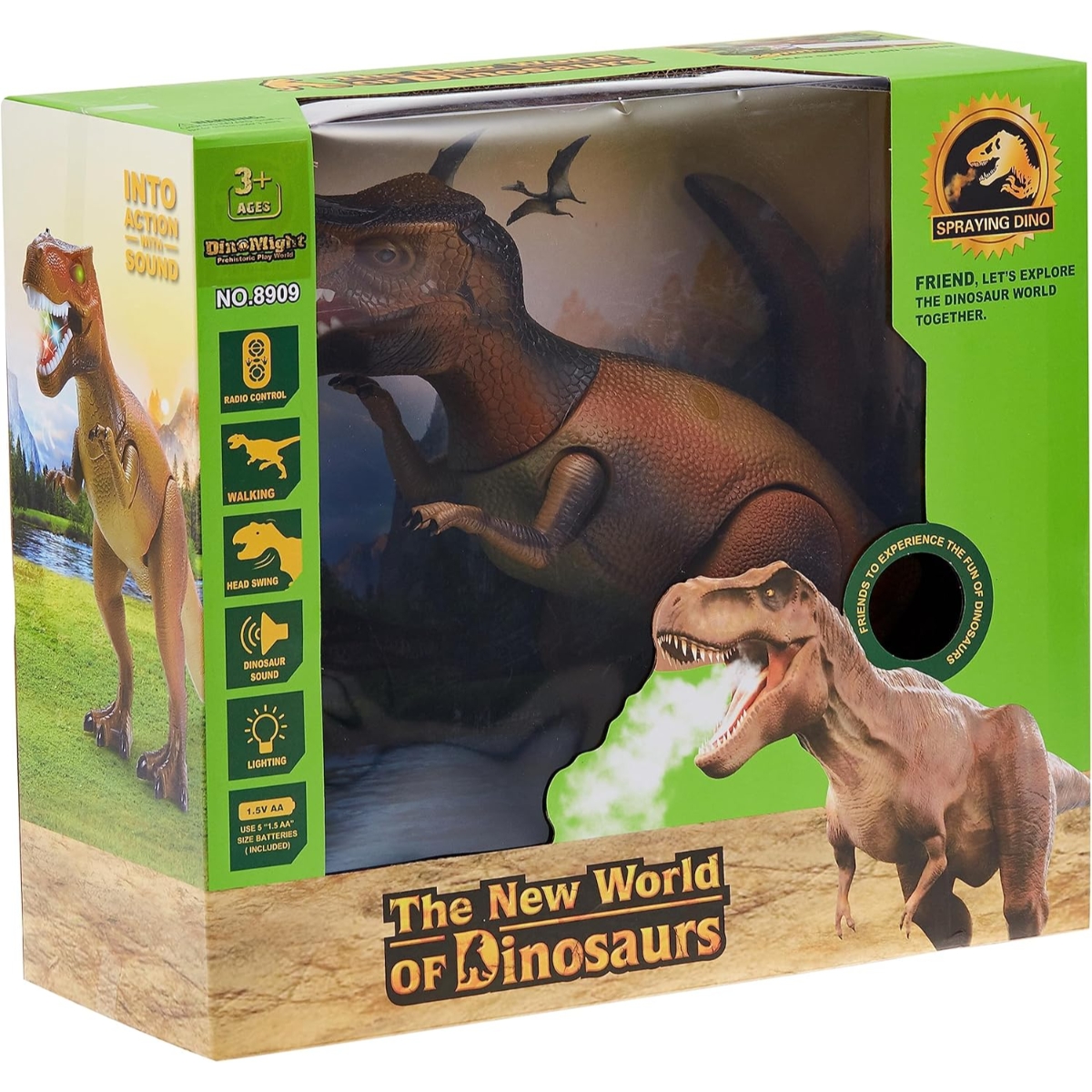 Happiness Express Vapor Breathing Brown Dinosaur Figure Boys, 3-4 Years