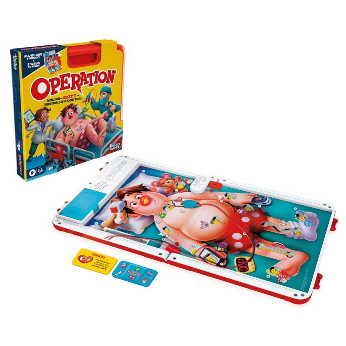 هاسبرو جيمز أوبريشن لعبة لوحية إلكترونية لغرفة العمليات مع حقيبة حمل شاملة للجنسين 5-7 سنوات