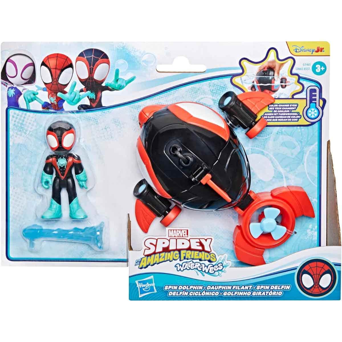 Hasbro Marvel Spidey & His Super Friends Waterwebs Spin Dolphin Vehicle Playset Unisex, 3-4 Years