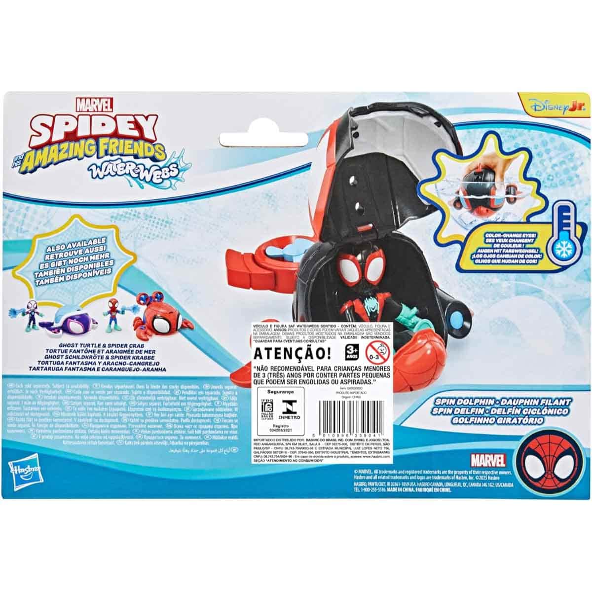 Hasbro Marvel Spidey & His Super Friends Waterwebs Spin Dolphin Vehicle Playset Unisex, 3-4 Years