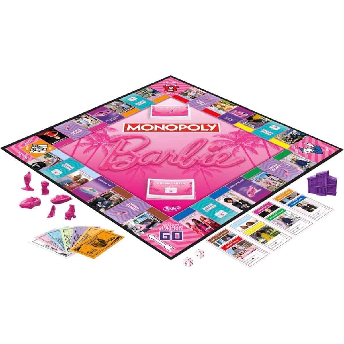 Hasbro Monopoly Barbie Edition with Monopoly Deal Refresh & GO! Board Game Bundle Unisex, 8-10 Years