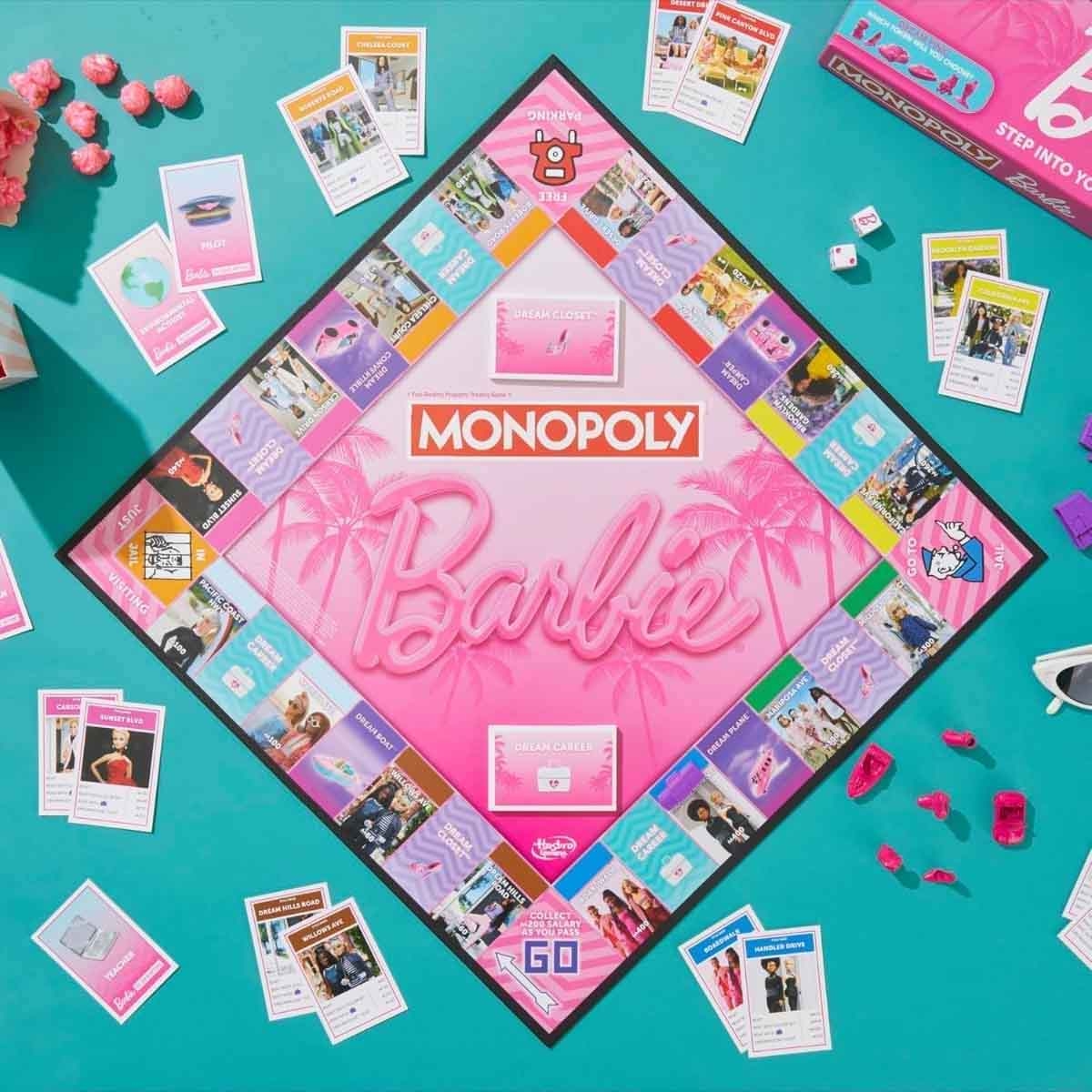 Hasbro Monopoly Barbie Edition with Monopoly Deal Refresh & GO! Board Game Bundle Unisex, 8-10 Years