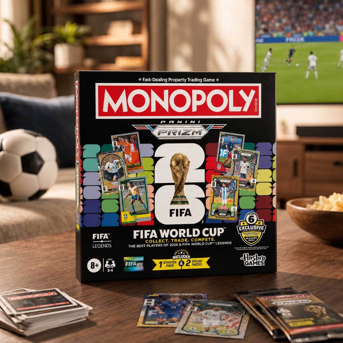 Monopoly FIFA World Cup Board Game with Panini Prizm Trading Cards Unisex, 8-10 Years