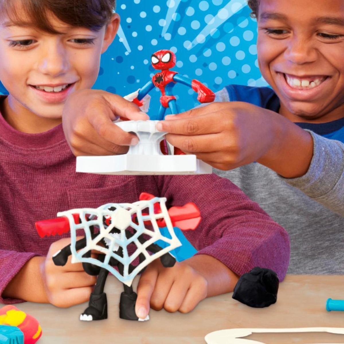 Hasbro Play-Doh Spiderman Launch And Slice Battle Action Figure Set Unisex, 5-7 Years