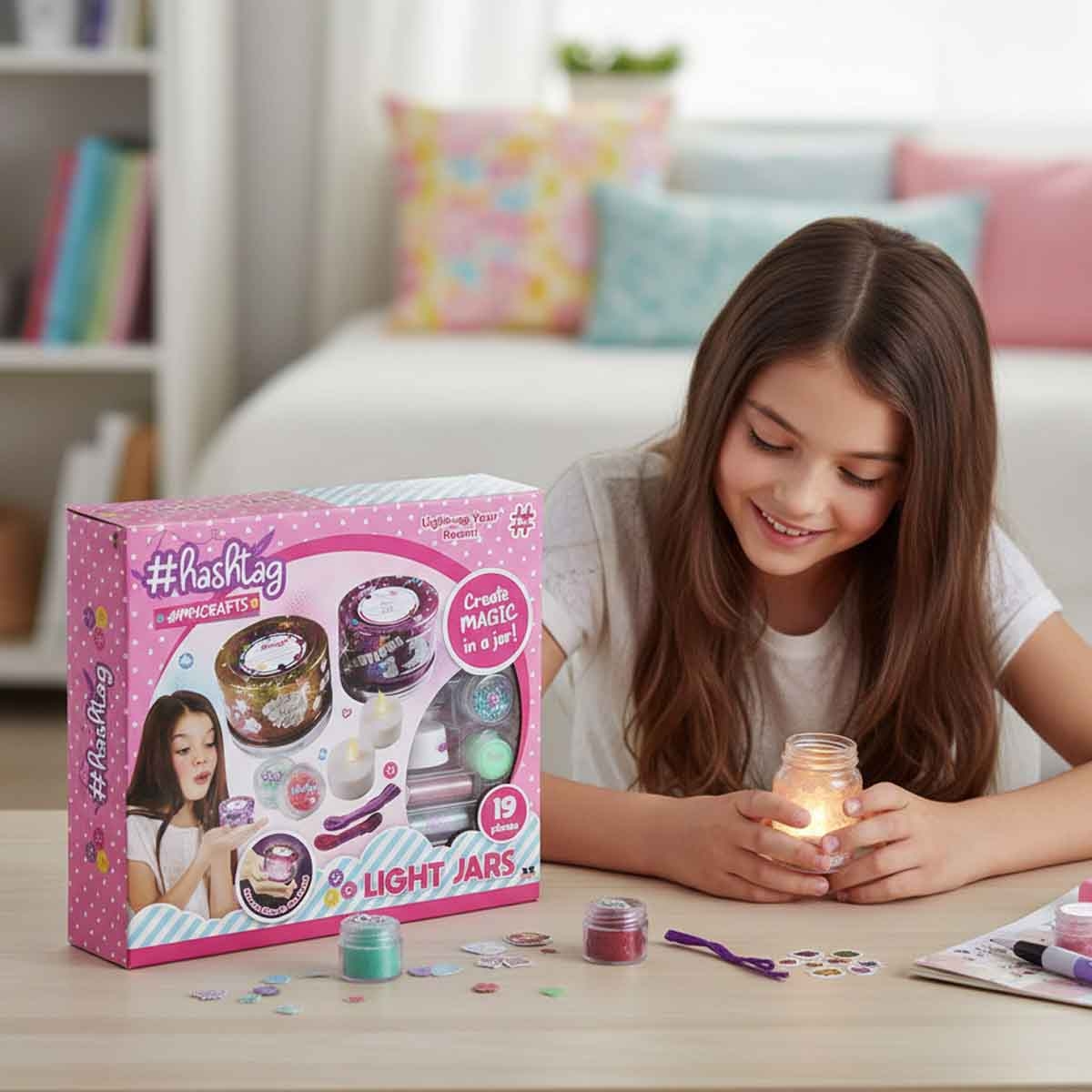 Hashtag Light Jars Craft Kit Unisex, 5-7 Years