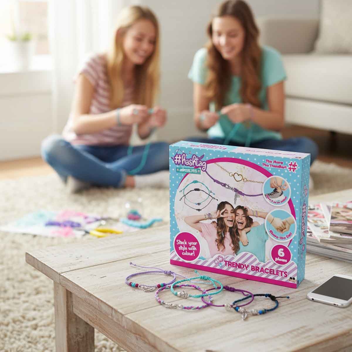 Hashtag Trendy Bracelets Craft Kit Girls, 5-7 Years