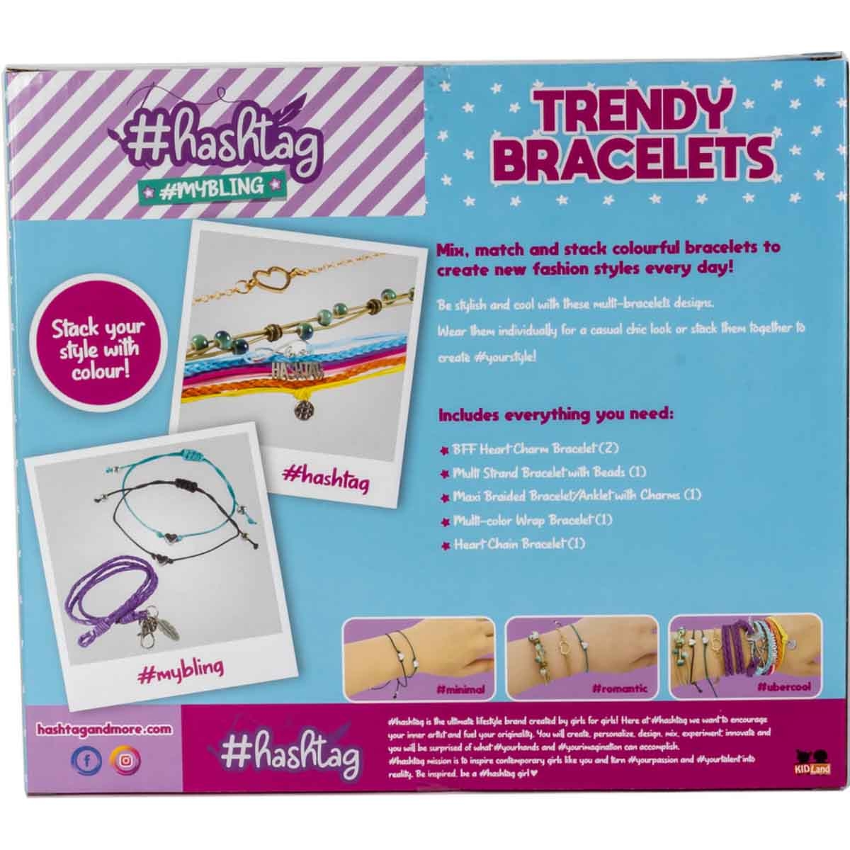 Hashtag Trendy Bracelets Craft Kit Girls, 5-7 Years