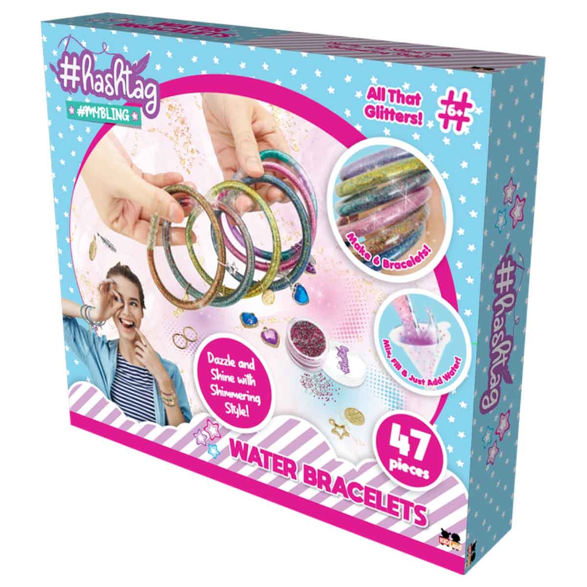 هاشتاغ طقم حِرف لصنع أساور مائية للبنات، 5-7 سنوات